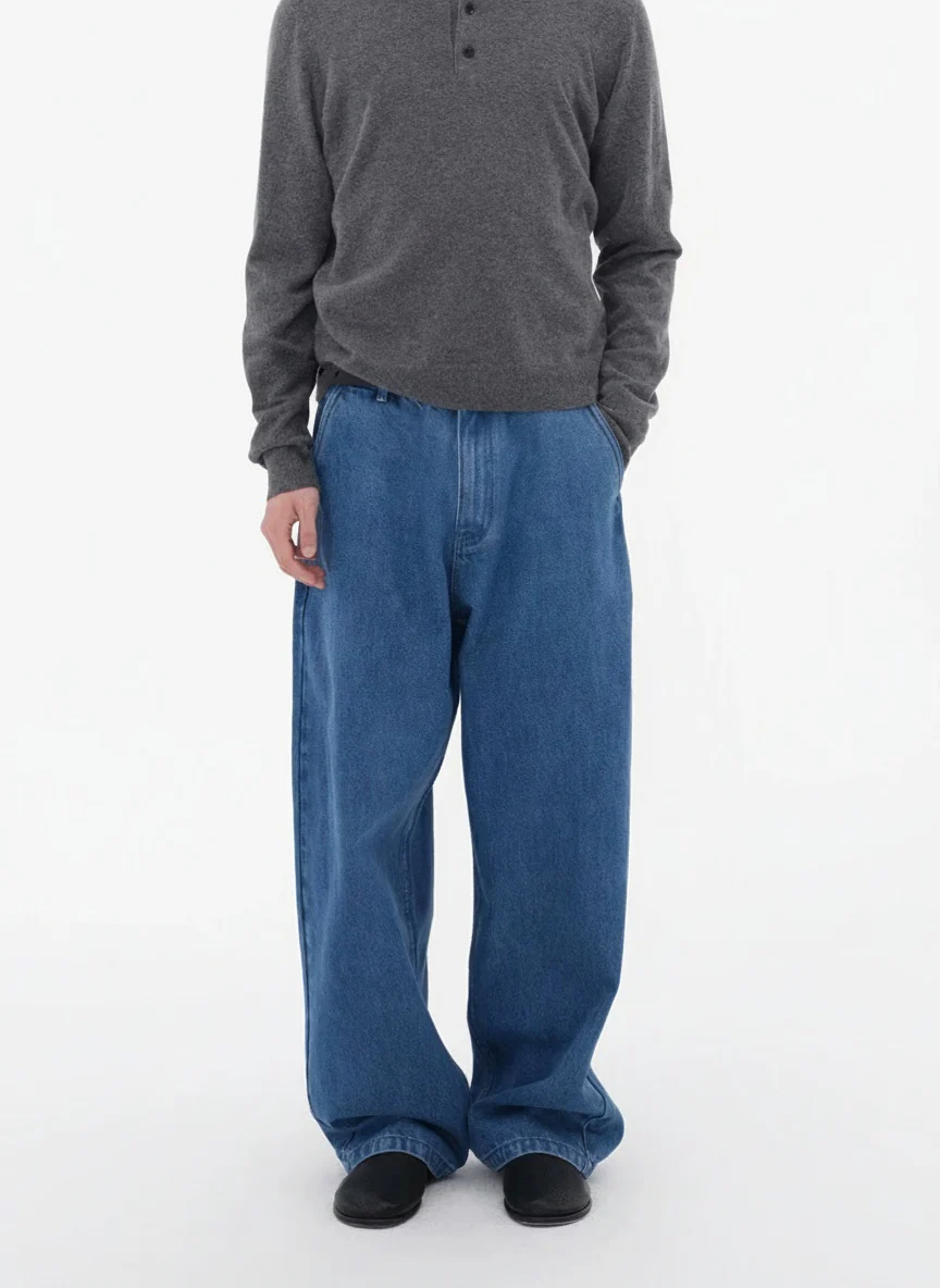 Blue Oversized Wide-Leg Washed Denim Jeans - Image 6