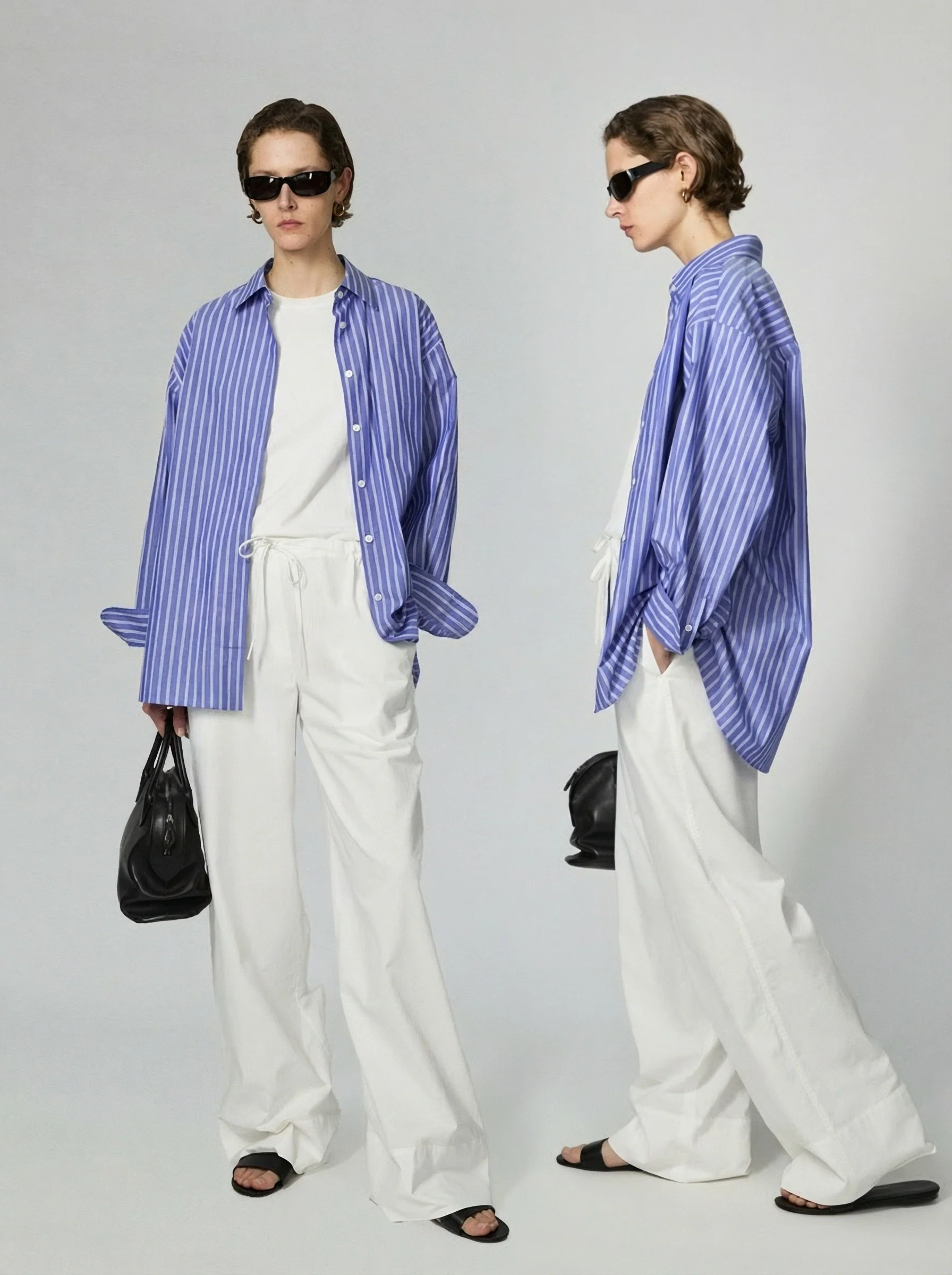 Blue Pinstripe Shirt and Shorts Set - Image 5