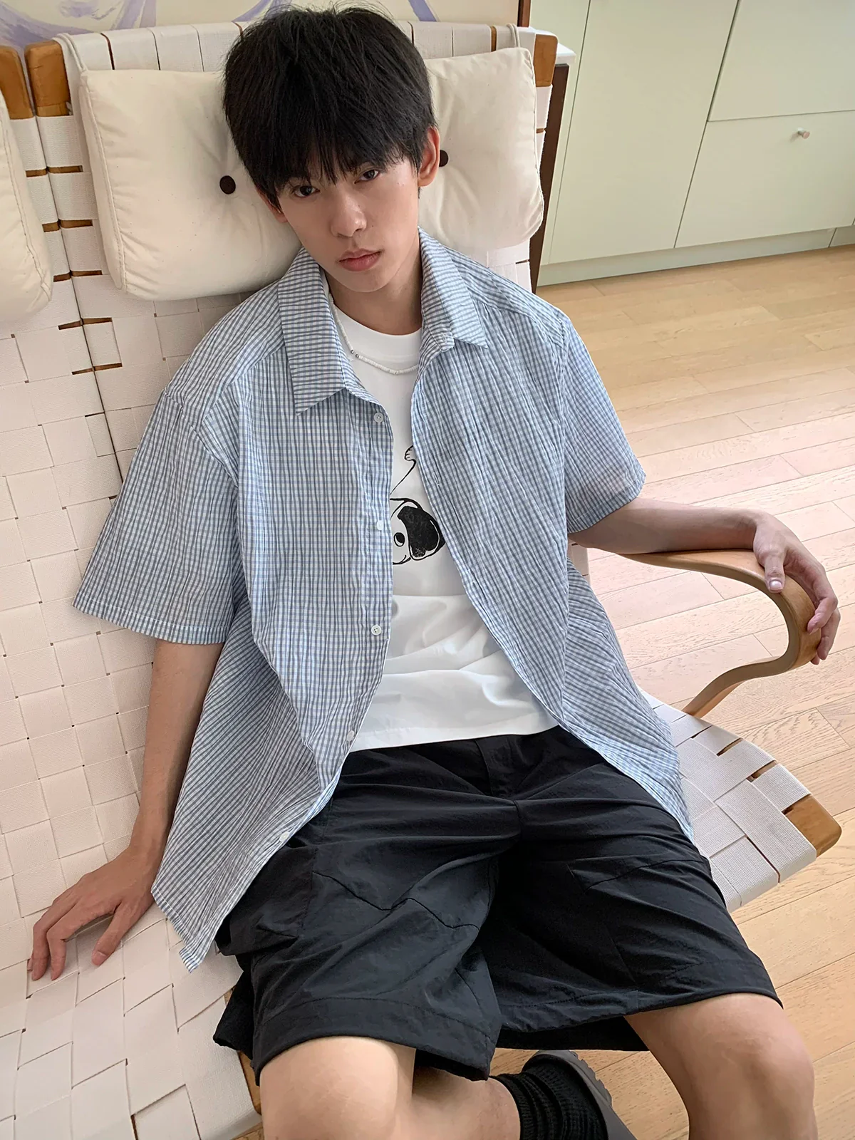 Blue Plaid Short-Sleeve Shirt - Image 4