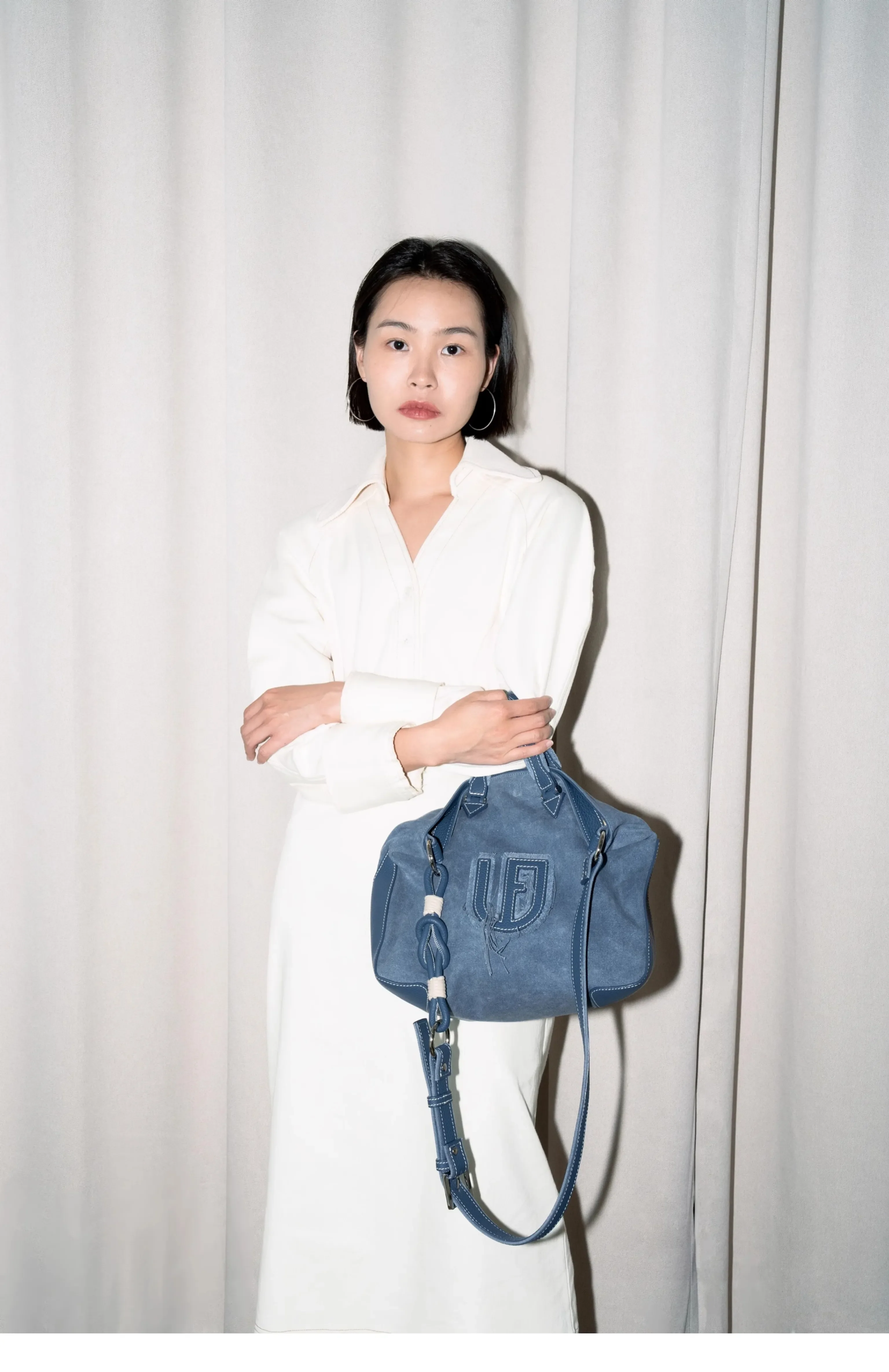 Blue Suede & Denim Tote - Image 12