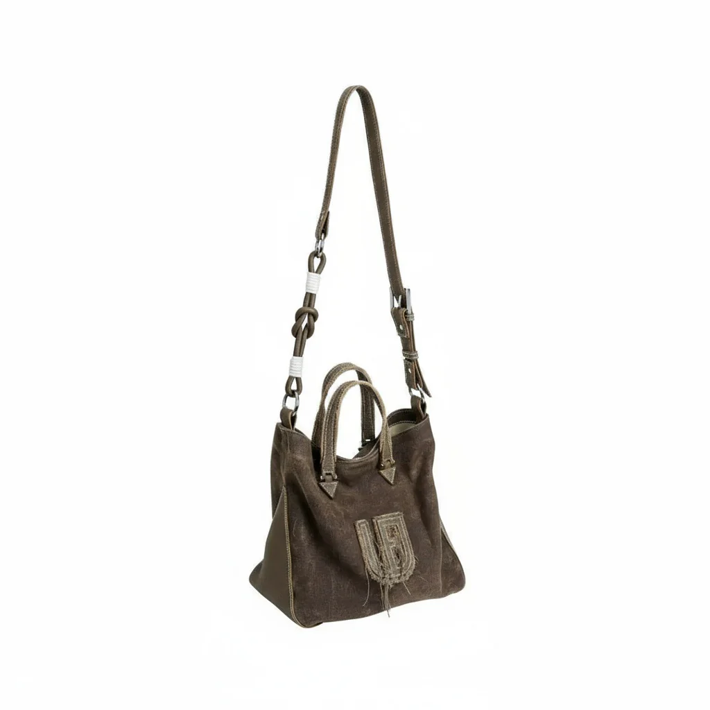 Blue Suede & Denim Tote - Image 13