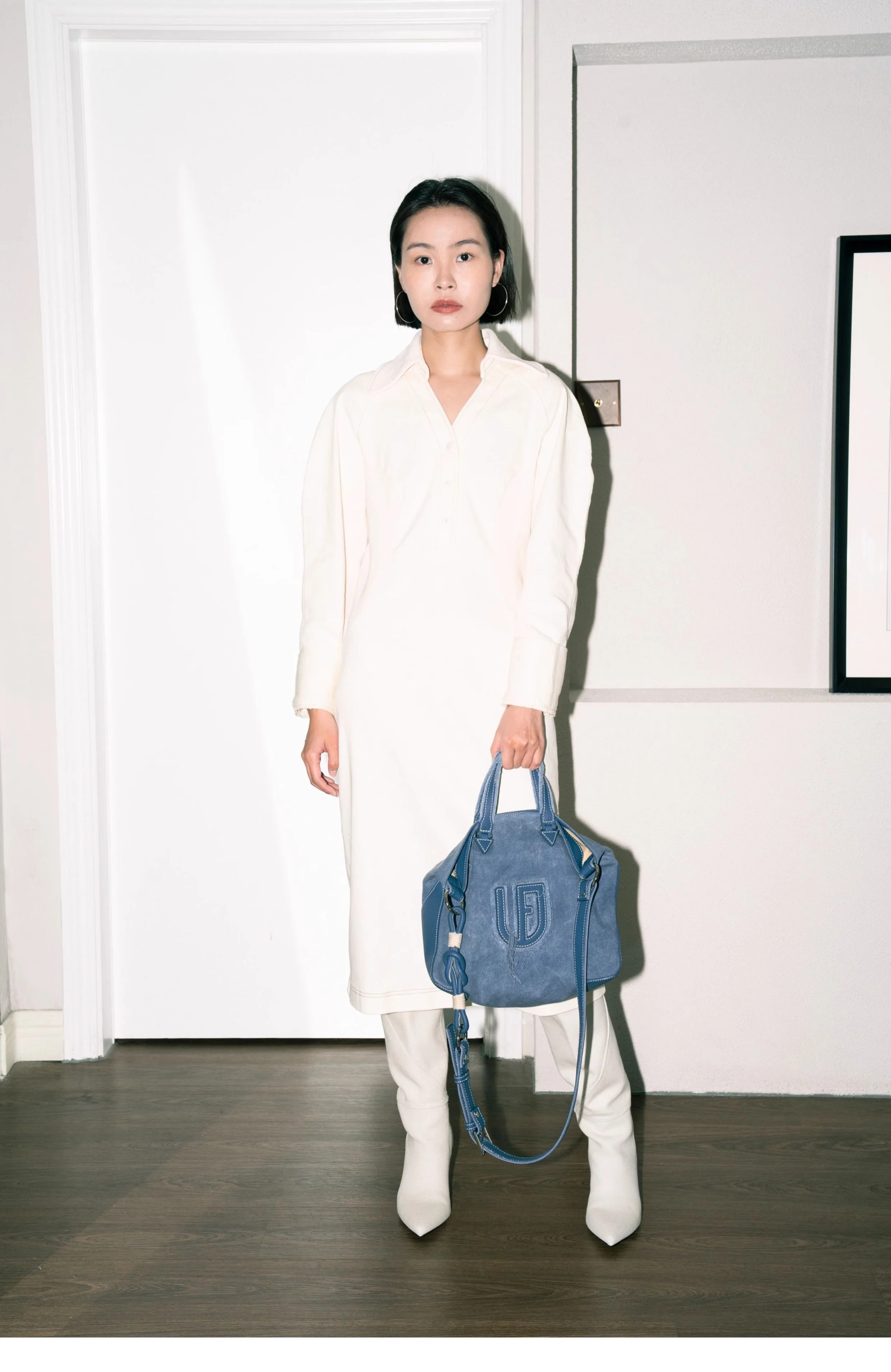 Blue Suede & Denim Tote - Image 3