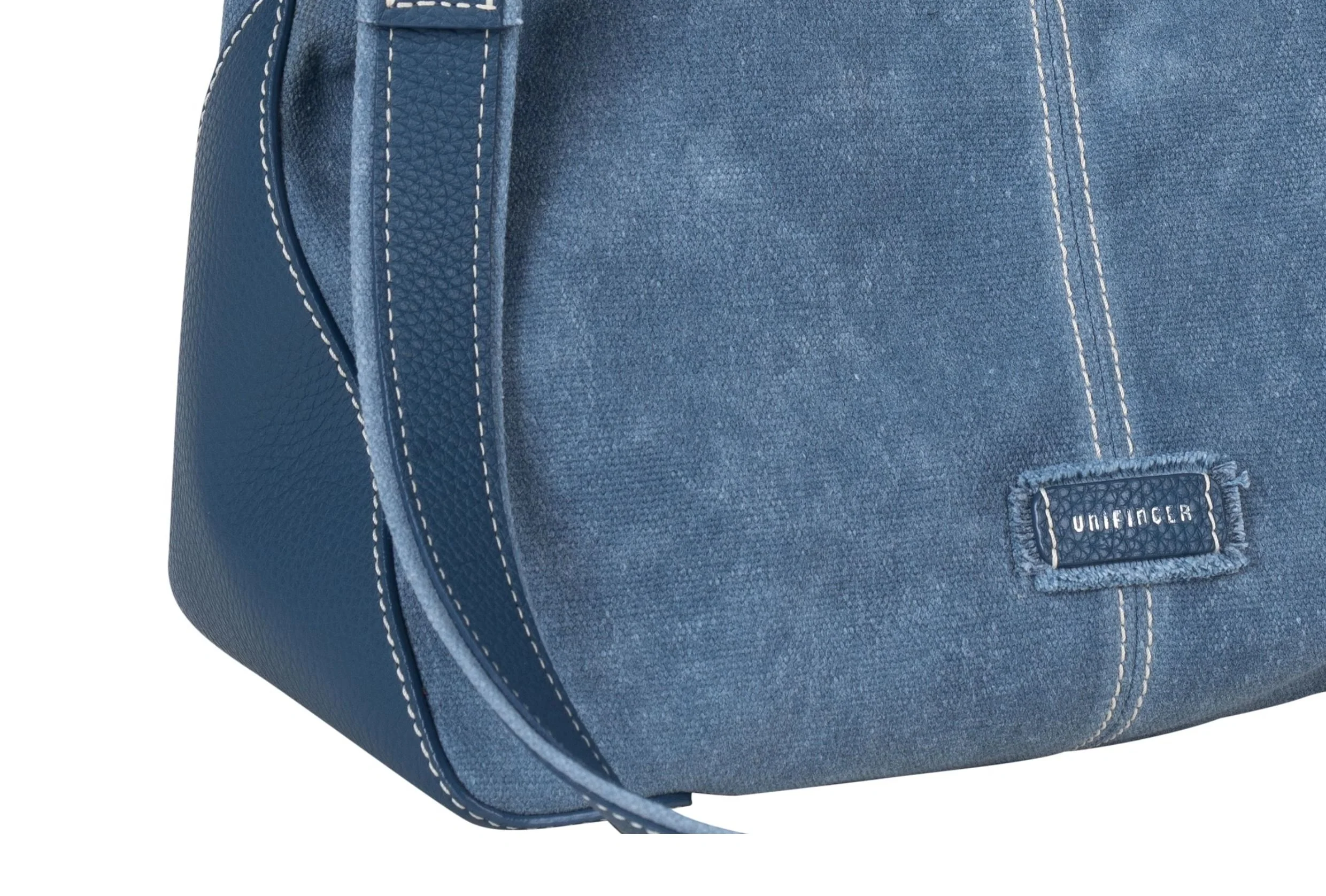 Blue Suede & Denim Tote - Image 4