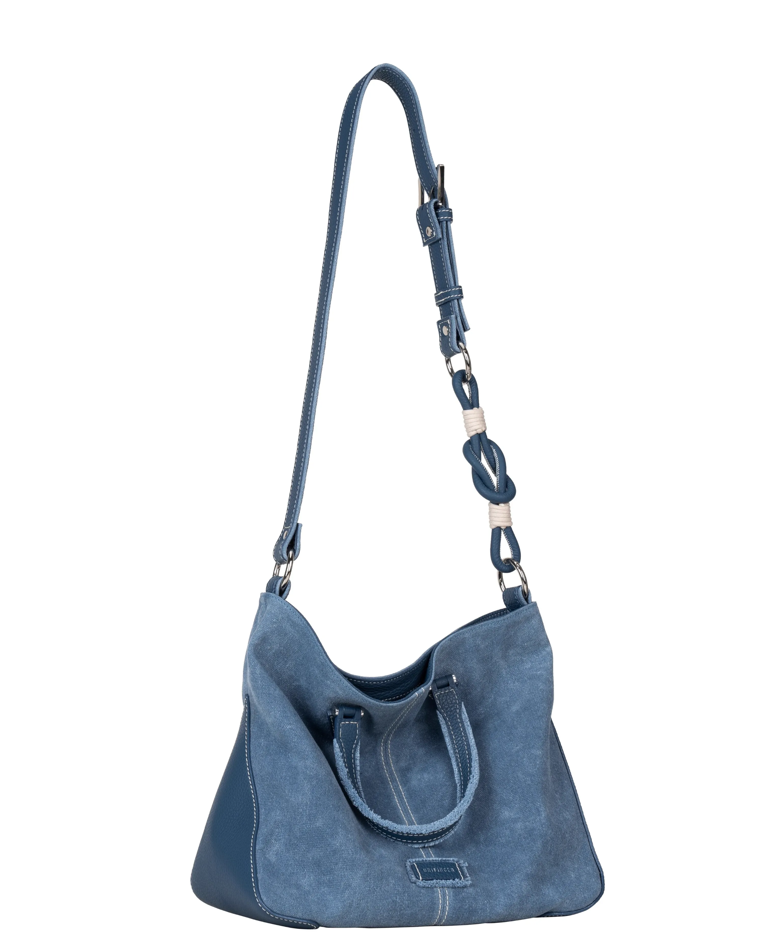 Blue Suede & Denim Tote - Image 9