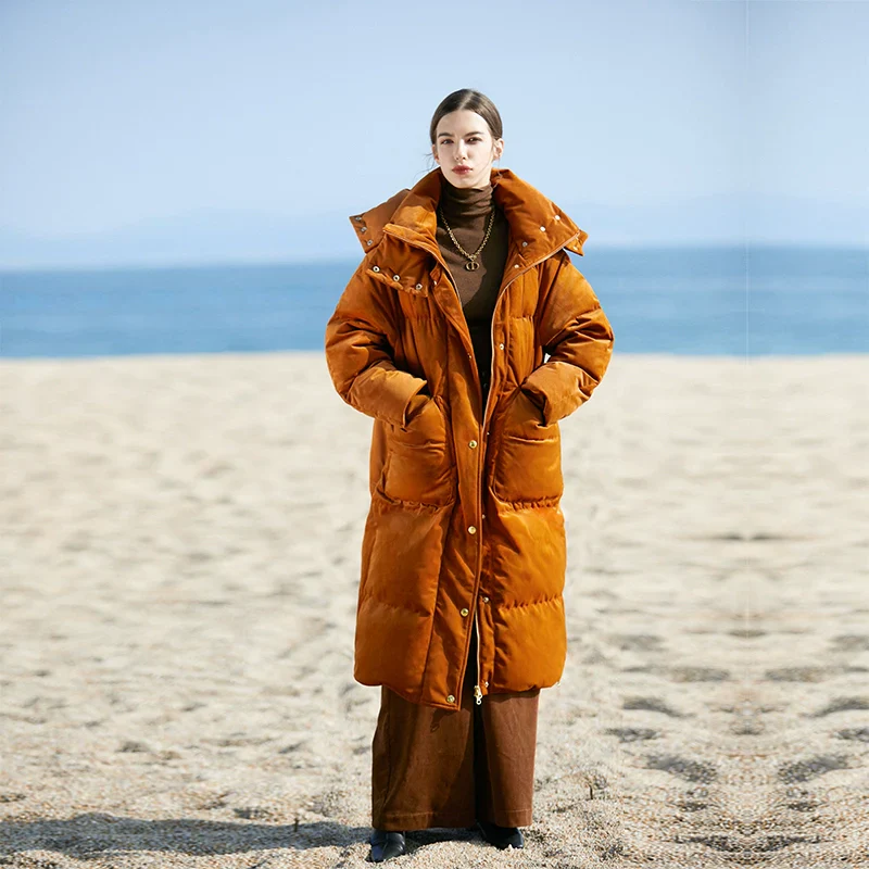 Blue Velvet Down Coat - Image 2