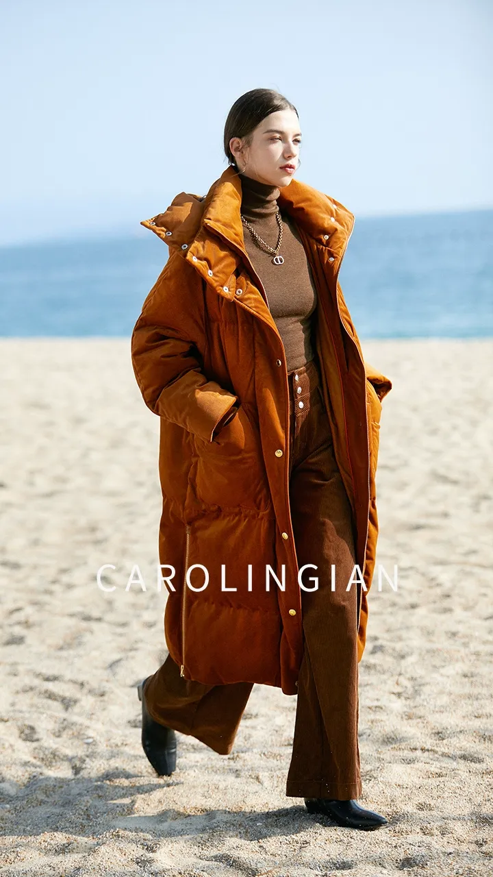 Blue Velvet Down Coat - Image 5