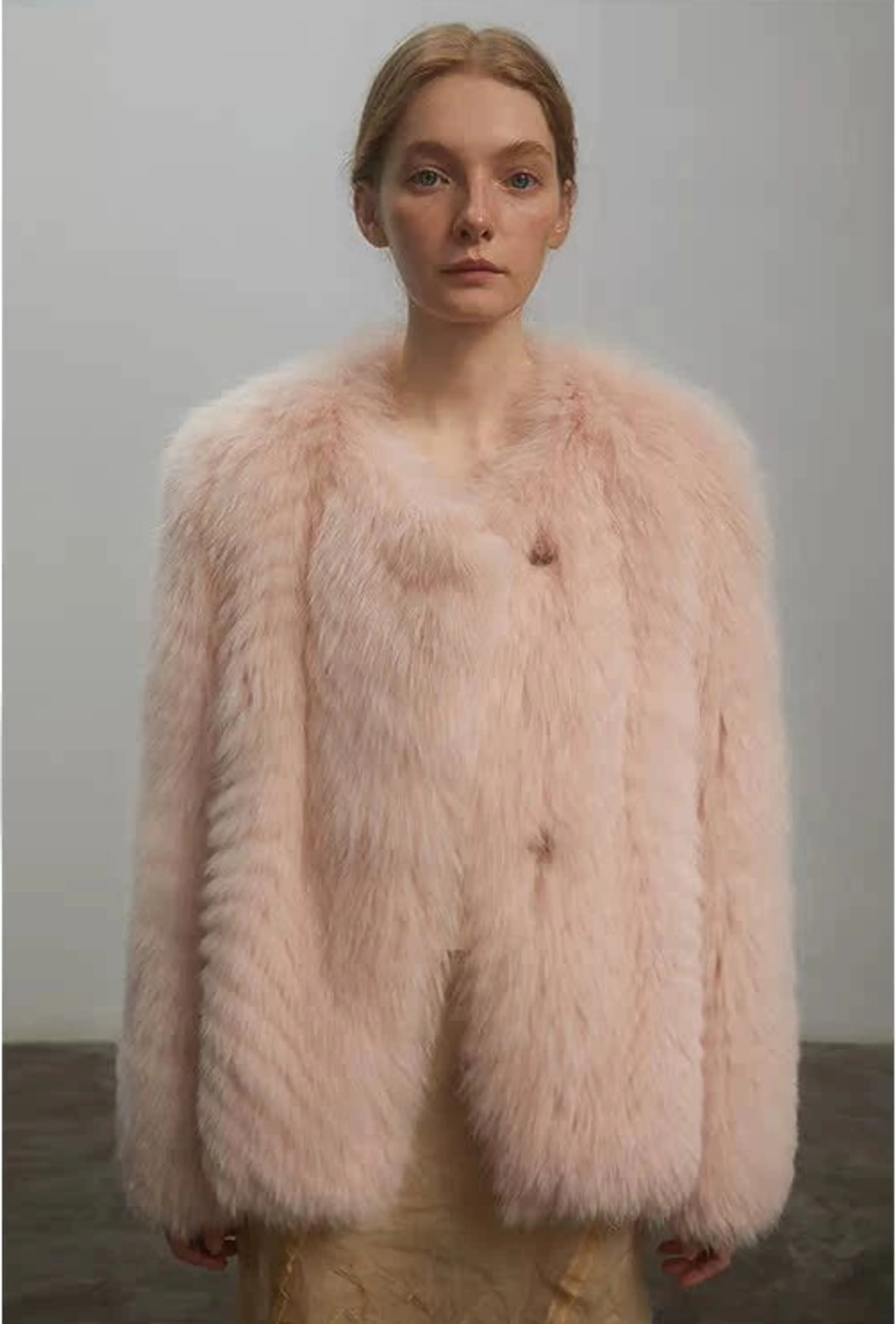 Blush Fox Fur Jacket - Image 4