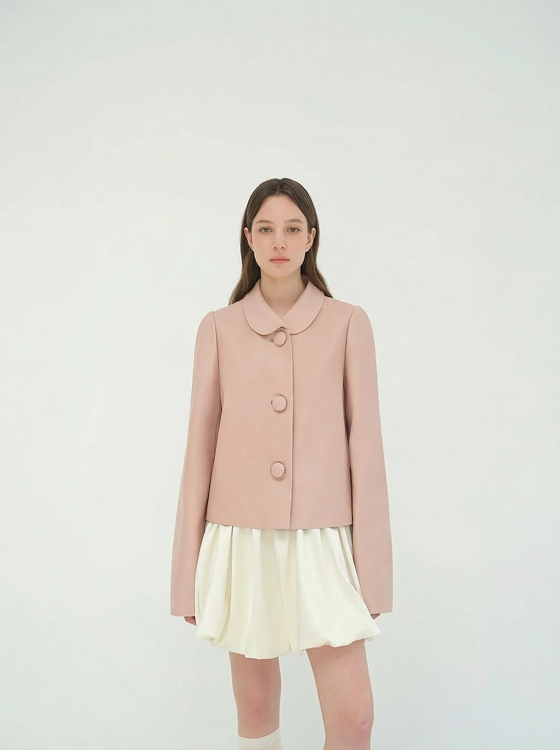 Blush Sheepskin Peter Pan Collar Jacket - Image 5