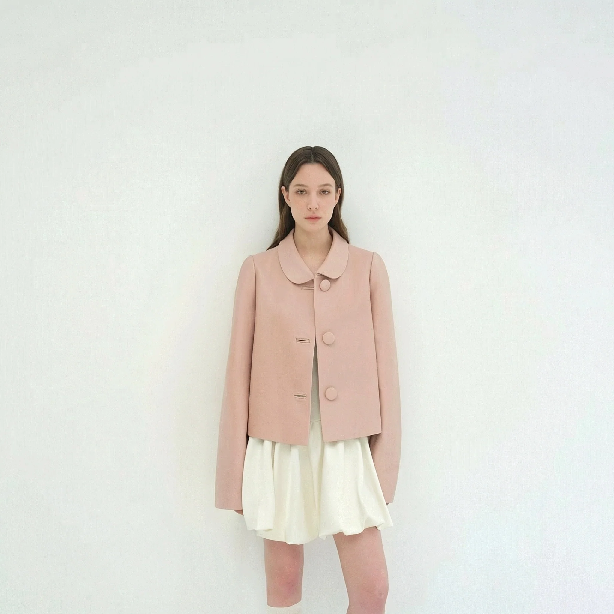 Blush Sheepskin Peter Pan Collar Jacket - Image 6