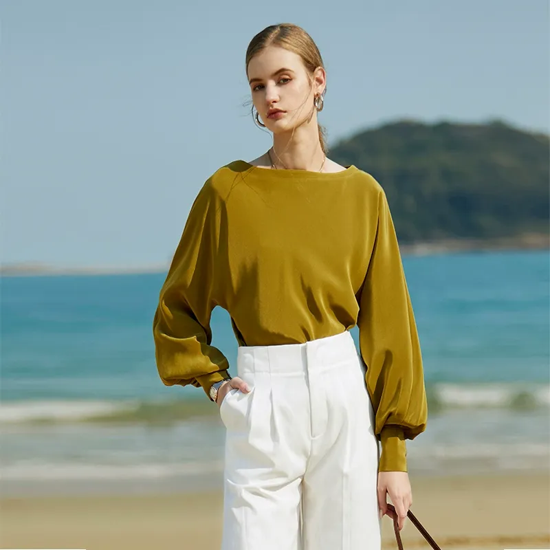 Boat-Neck Lantern Sleeve Top - Image 2