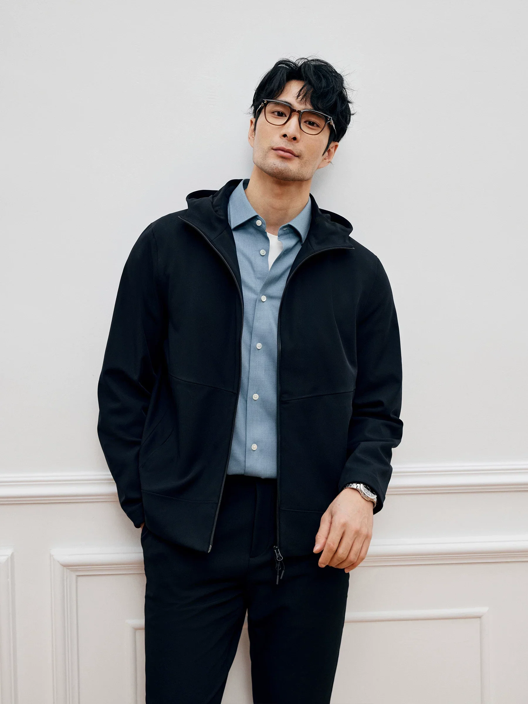 Bonded Twill Hooded Zip Jacket - Image 3