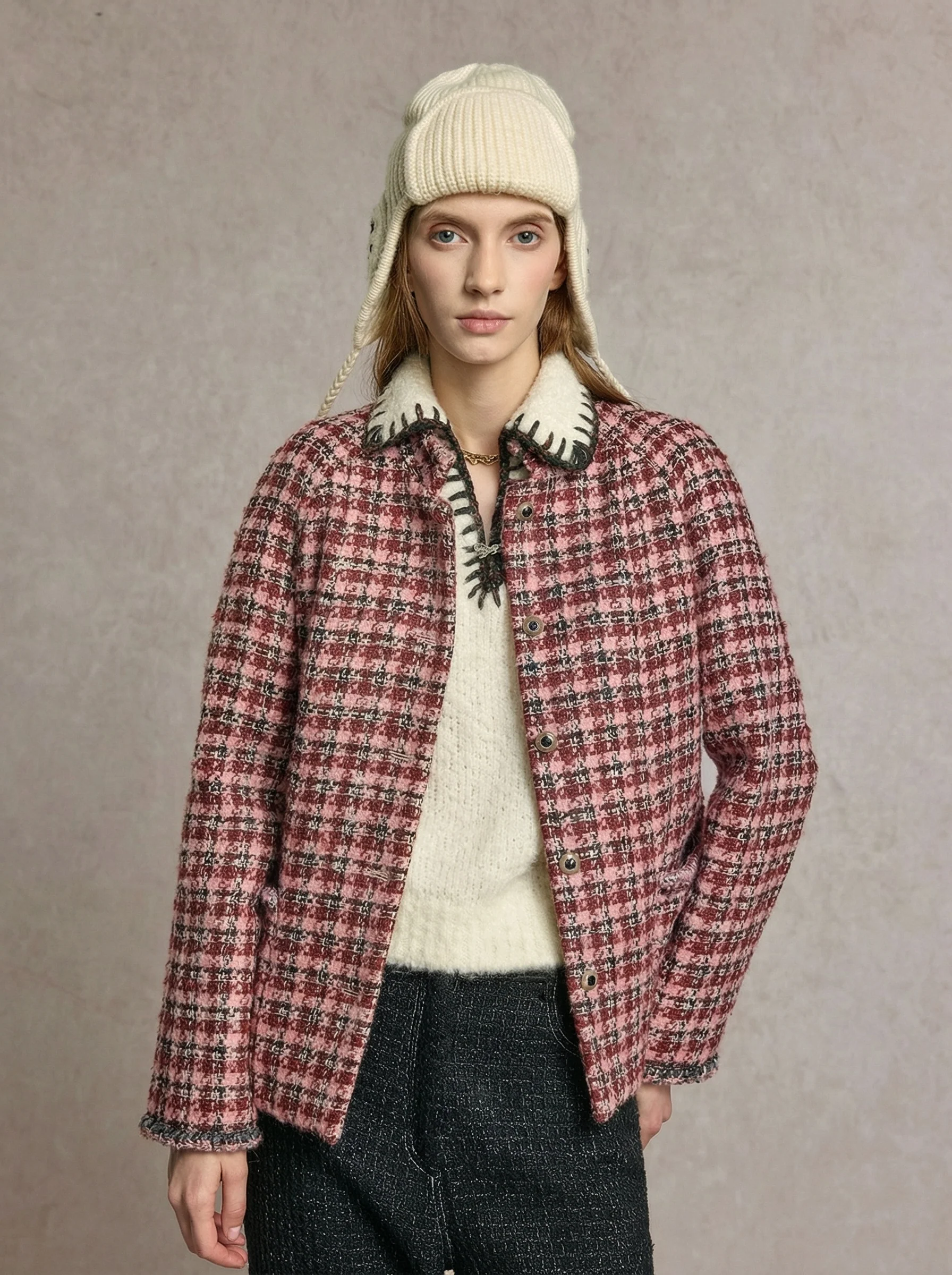Bouclé Plaid Jacket - Image 3