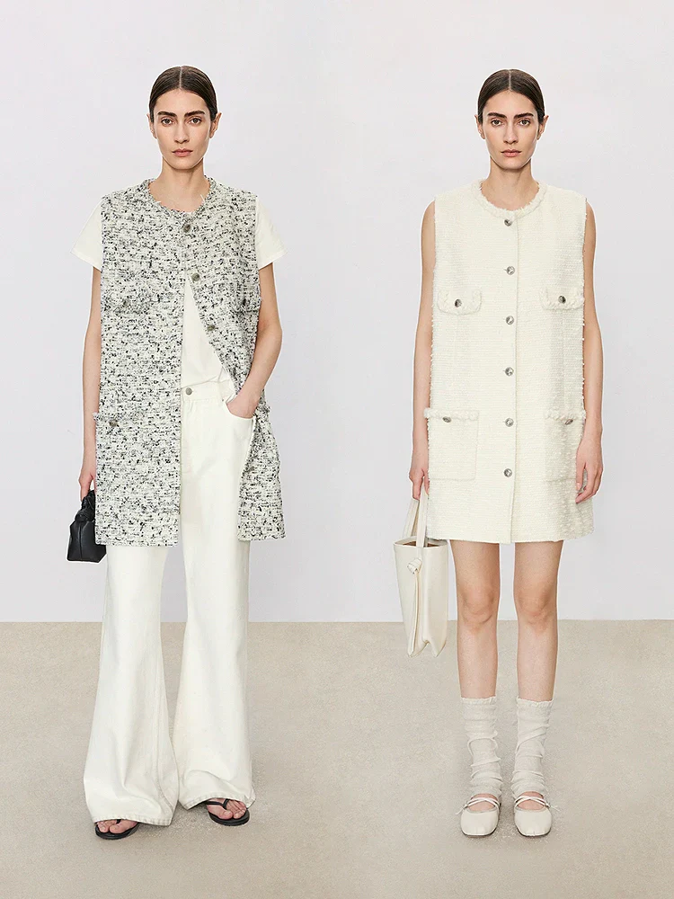 Bouclé Tweed Vest Dress