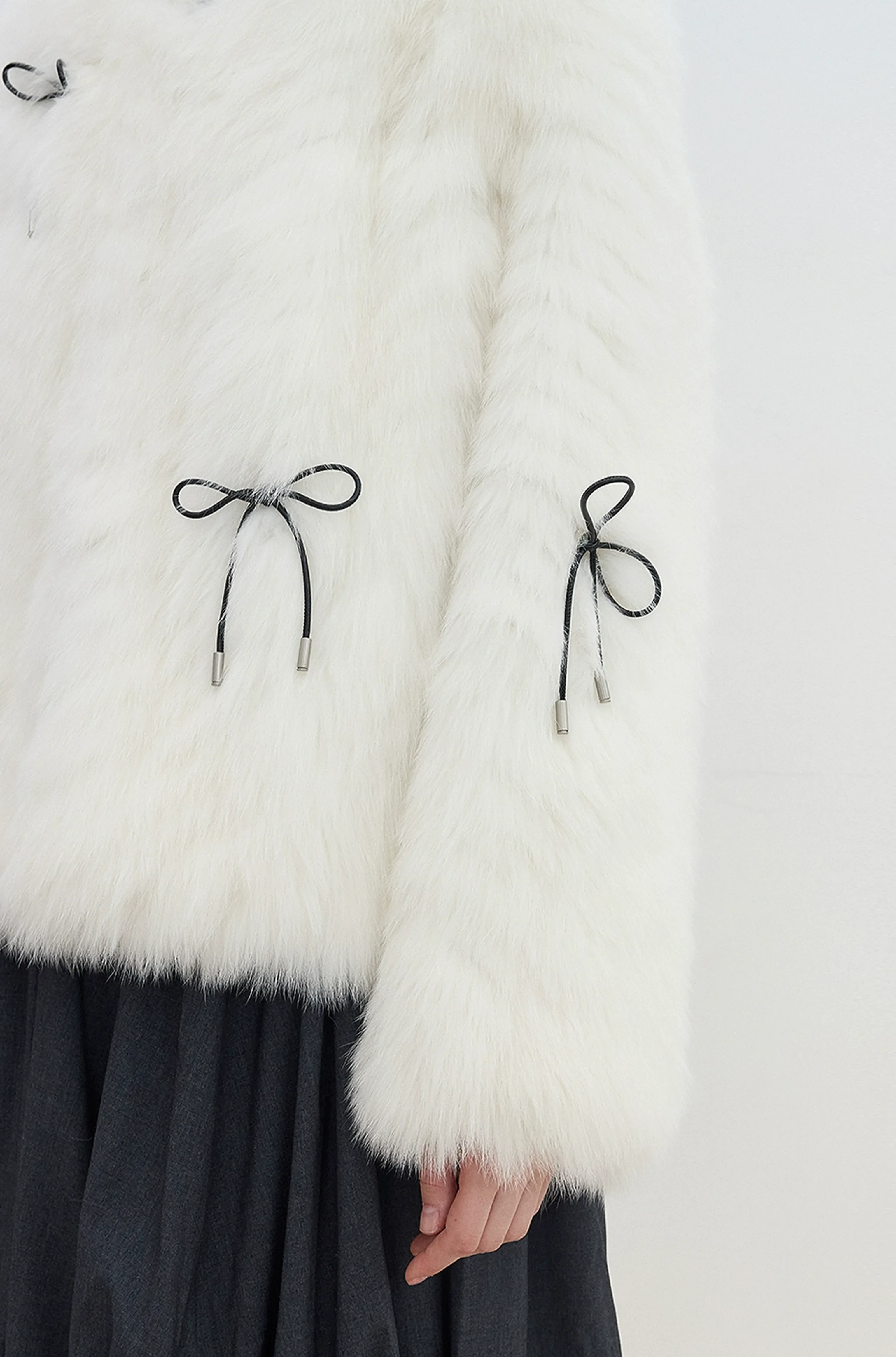 Bowknot Faux Fur Jacket - Image 2