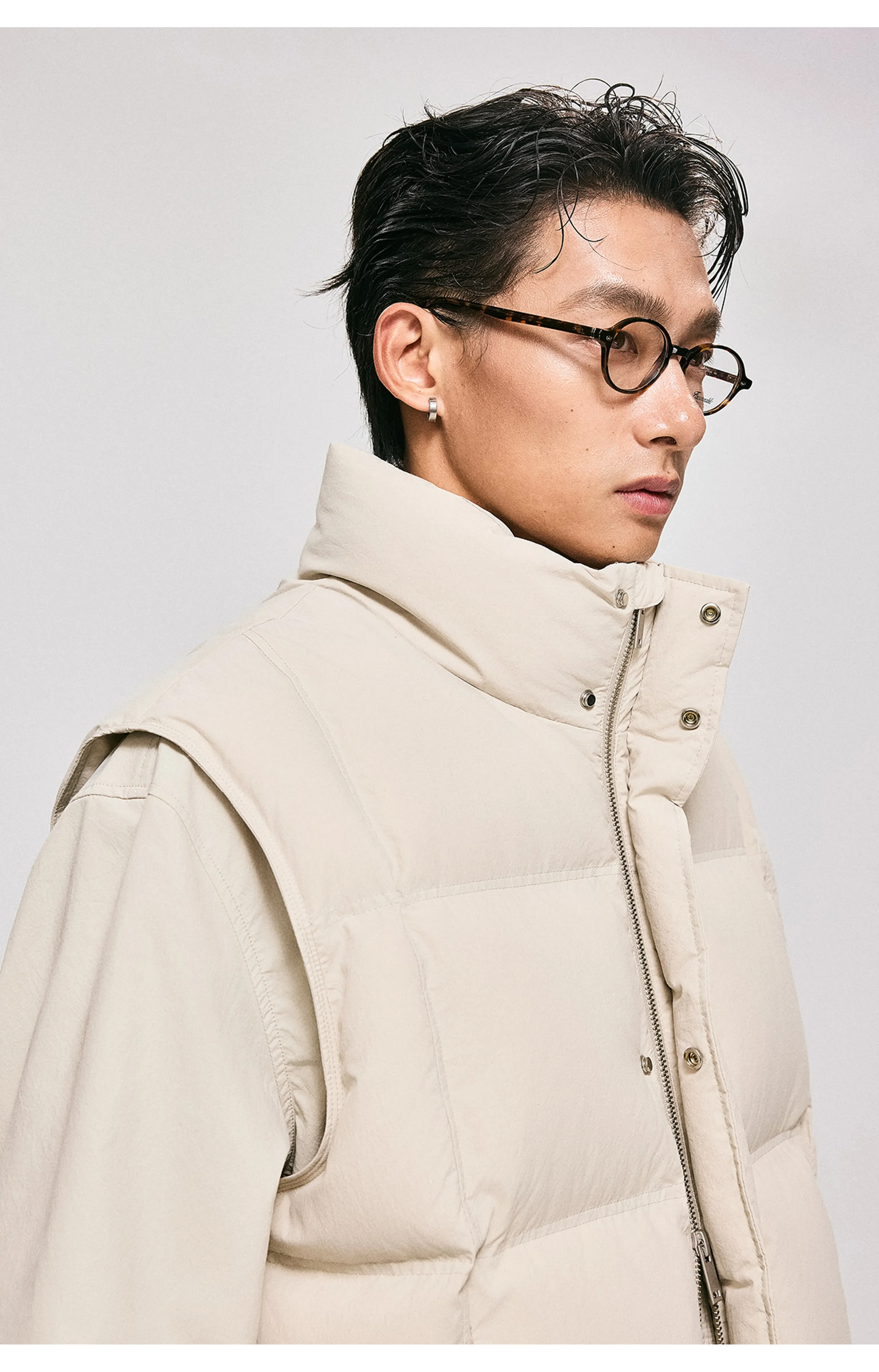 Box-Quilt Stand Collar Down Vest - Image 3