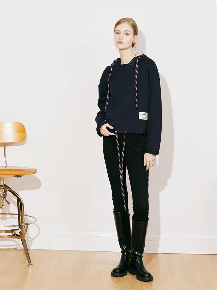 Braided Drawcord Cropped Hoodie