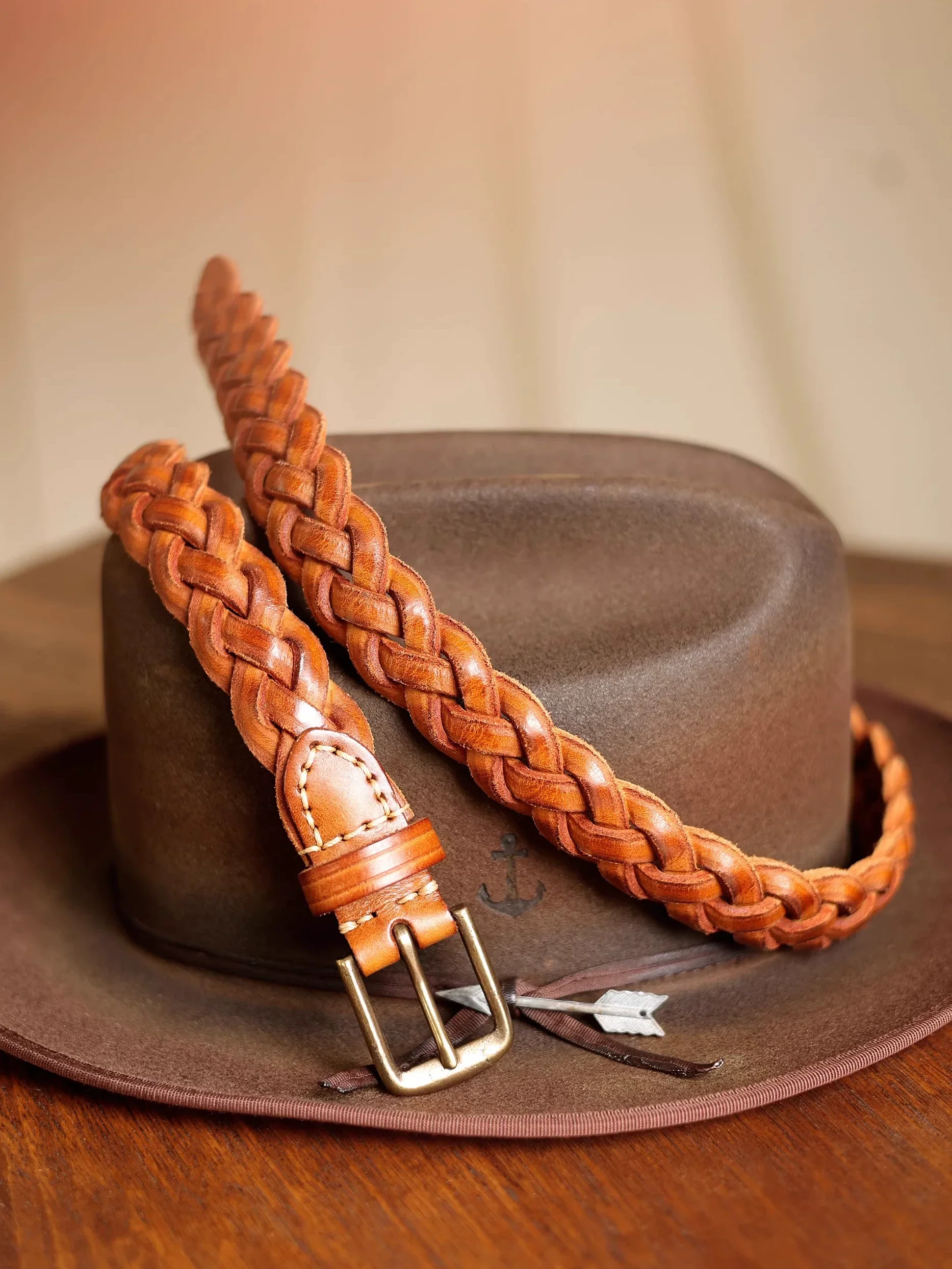 Braided Leather Belt, 3 cm - Image 3