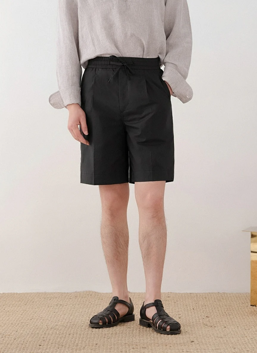 Breathable Cotton Drawstring Straight Shorts - Image 4