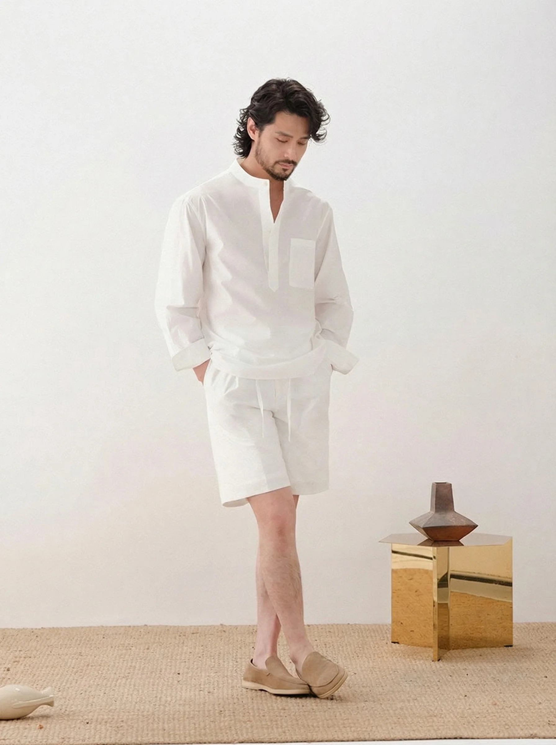 Breathable Cotton Drawstring Straight Shorts - Image 5