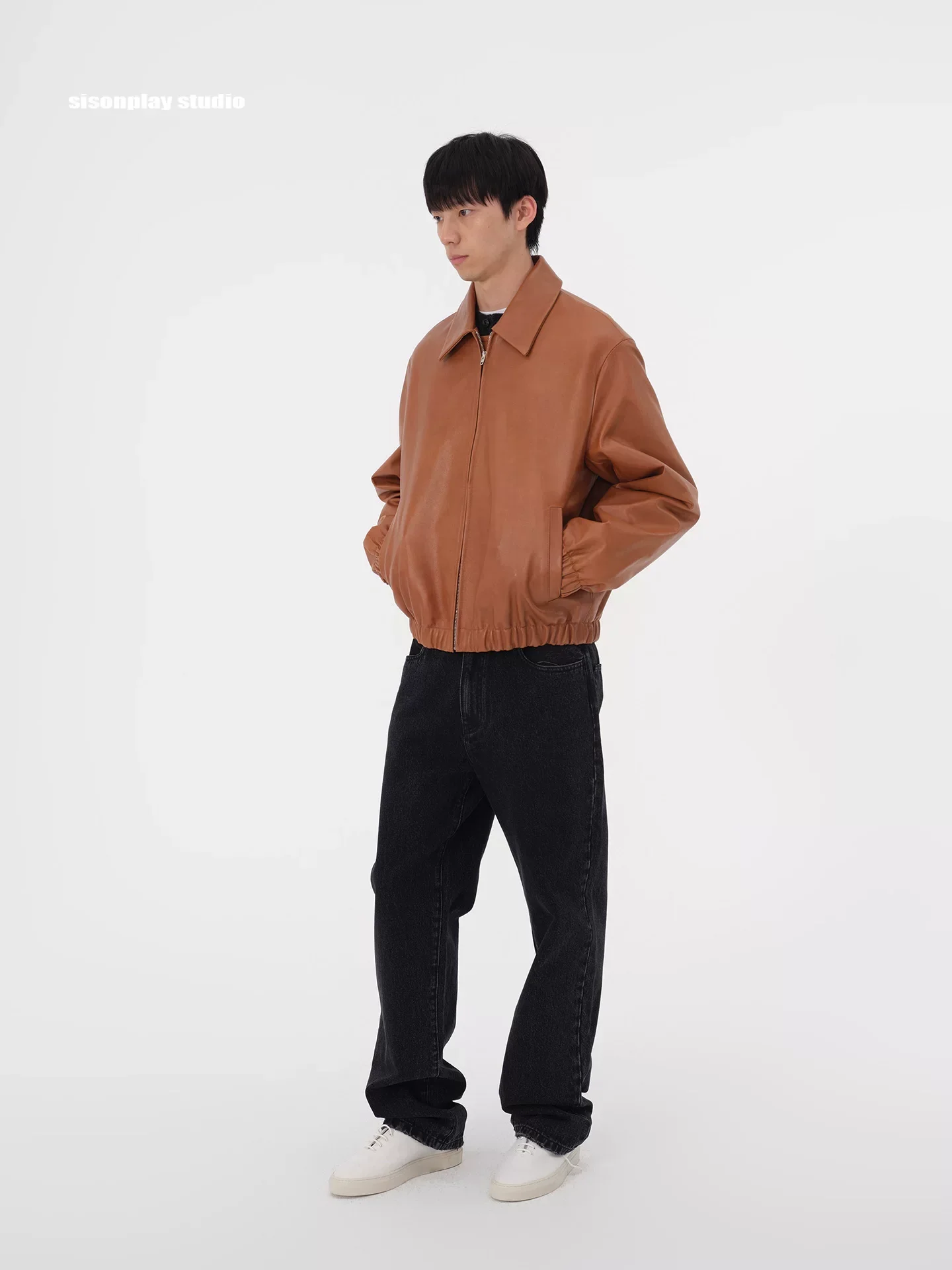 Brown Cowhide Zip Jacket - Image 2