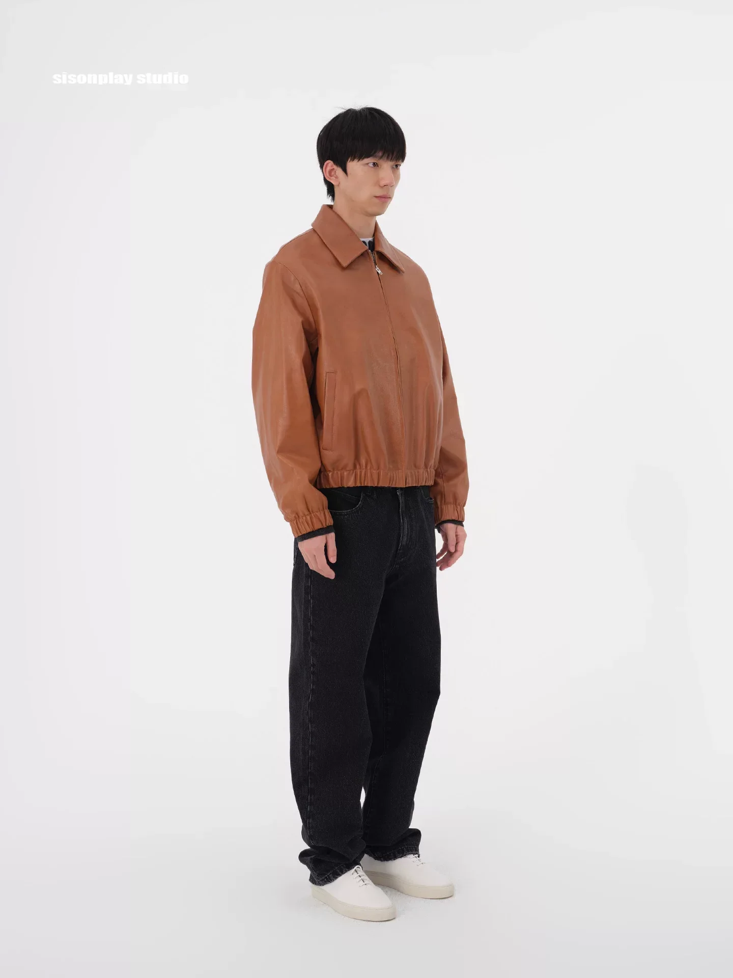 Brown Cowhide Zip Jacket - Image 3