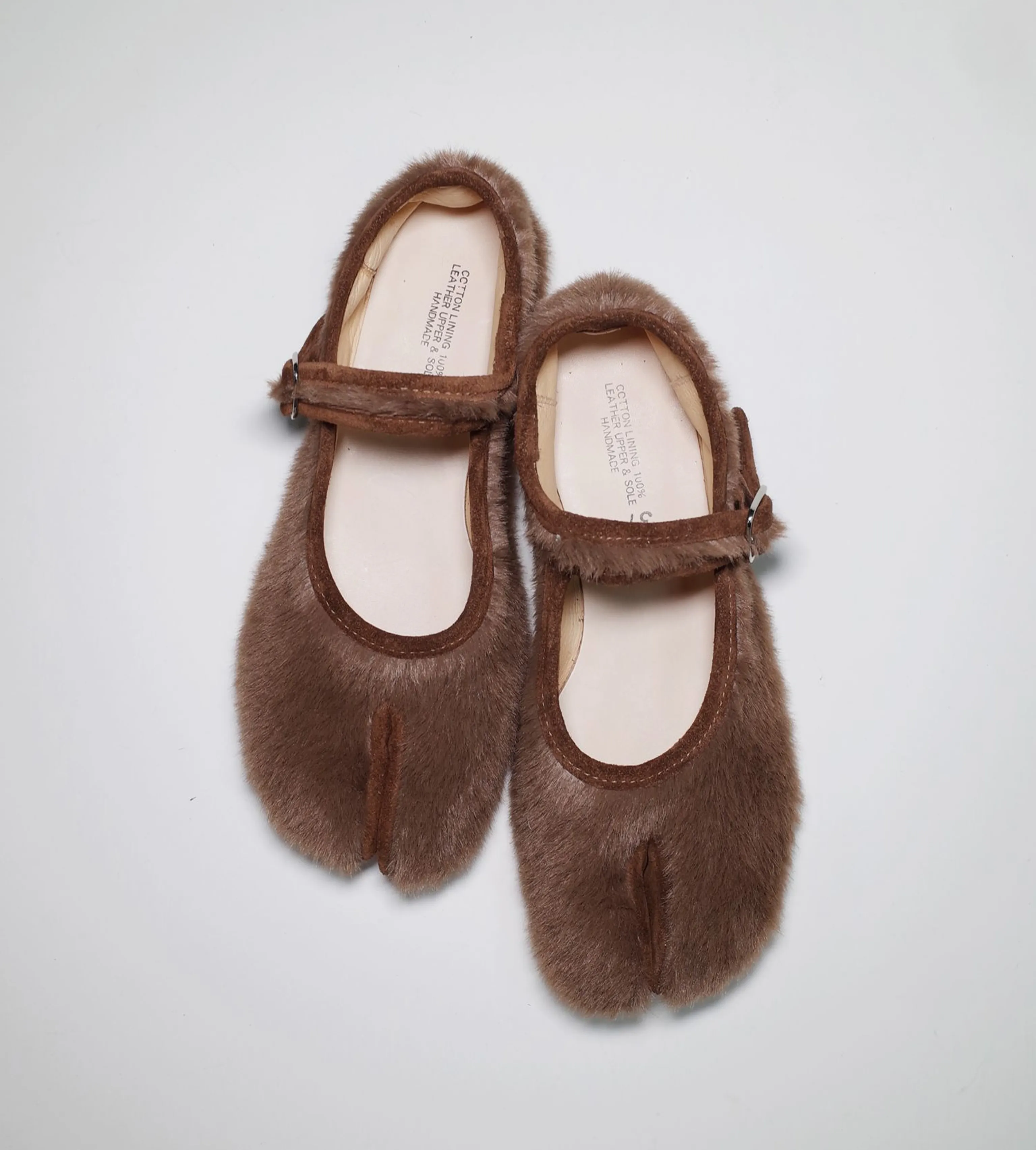 Brown Fur Split-Toe Mary Jane Shoes - Image 4