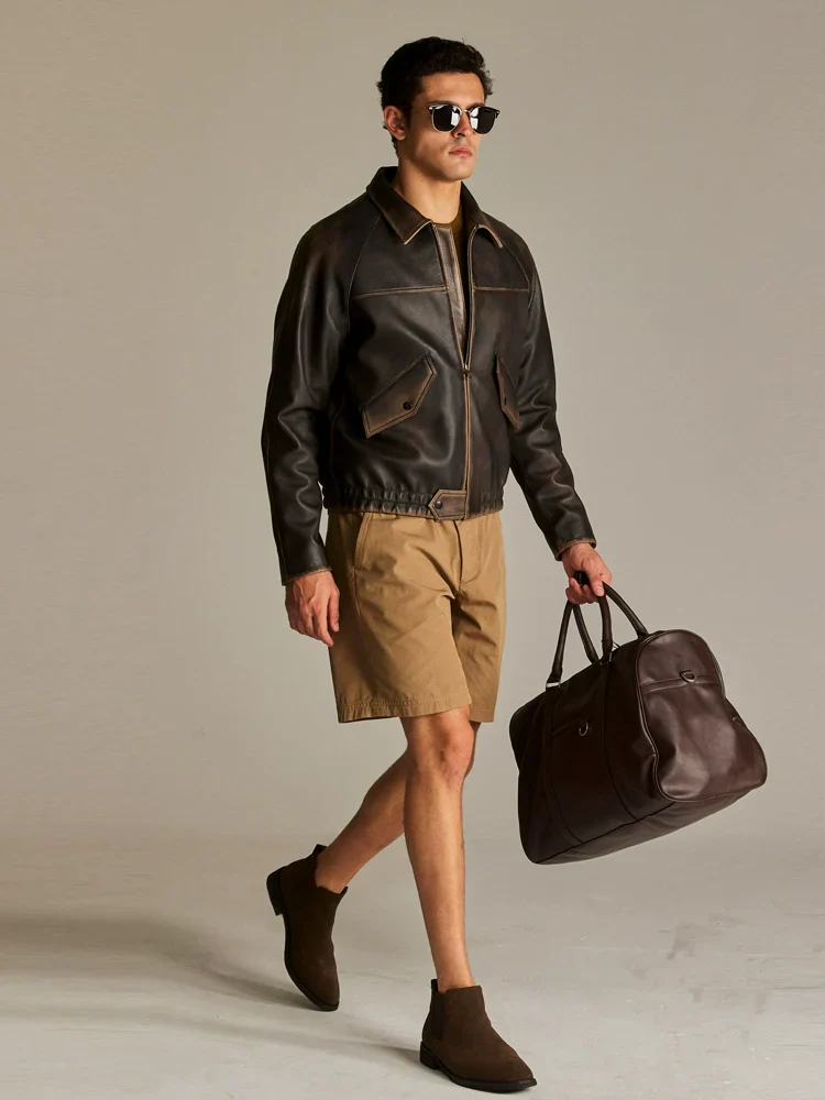 Brown Goatskin Raglan Bomber Jacket - Image 2