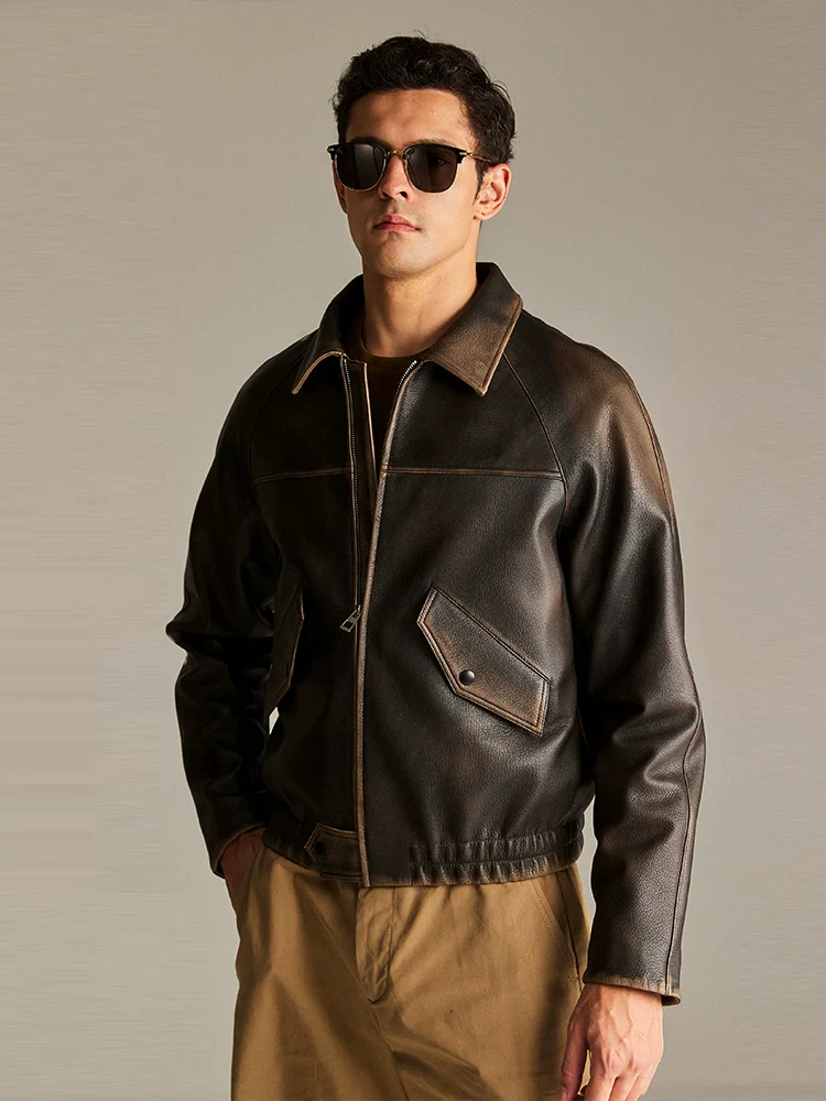 Brown Goatskin Raglan Bomber Jacket - Image 3