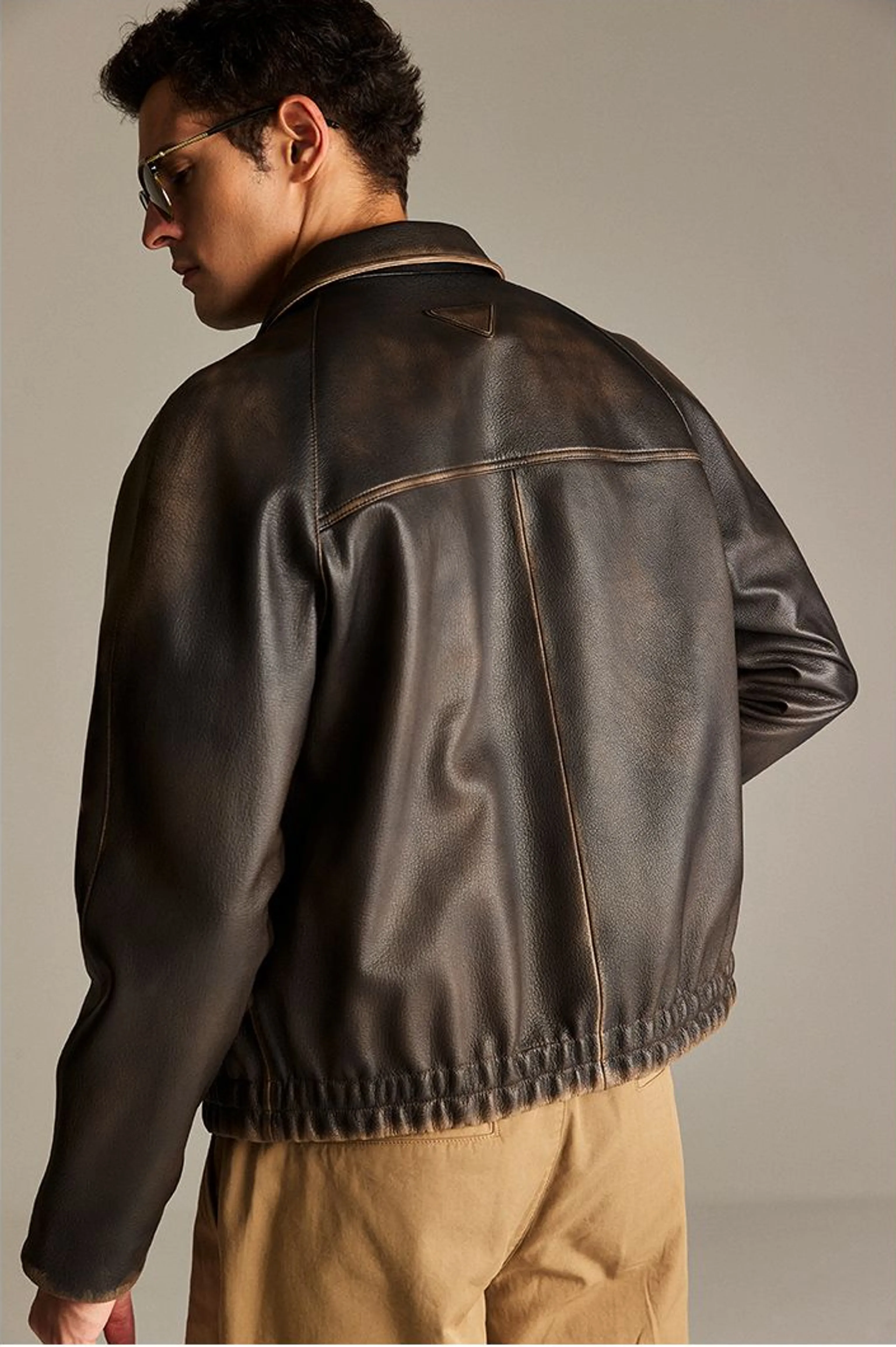 Brown Goatskin Raglan Bomber Jacket - Image 5