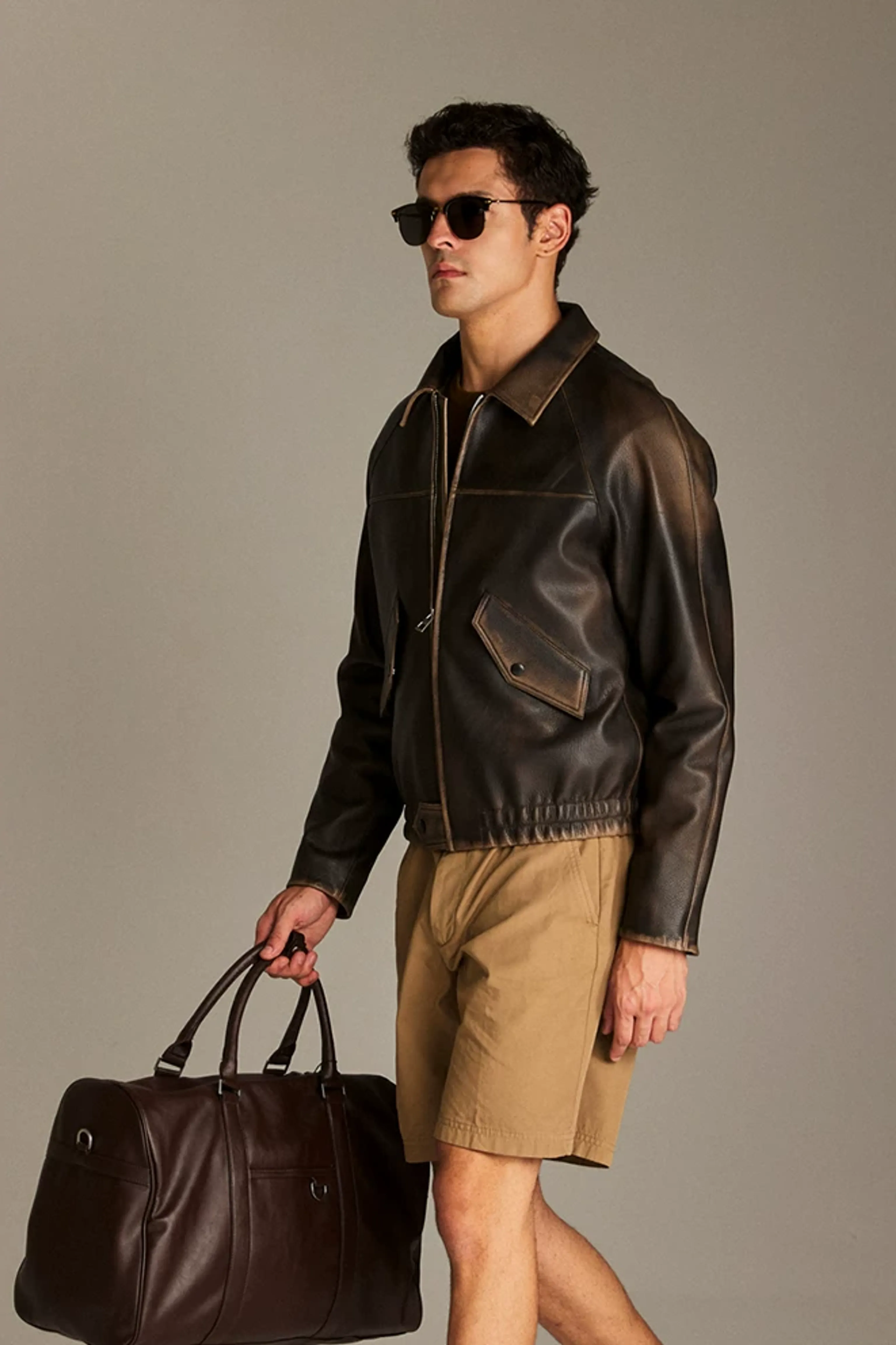 Brown Goatskin Raglan Bomber Jacket - Image 7