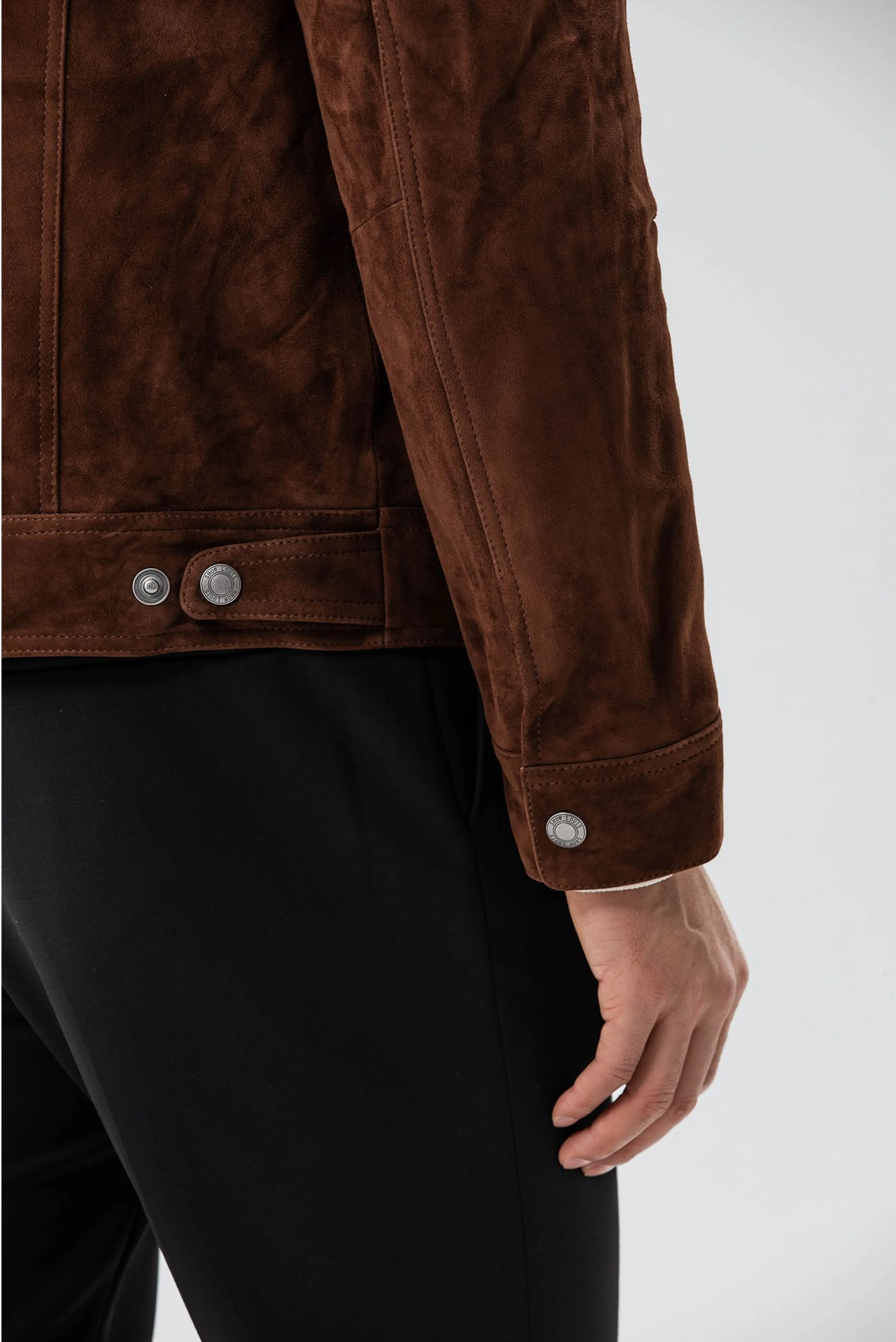 Brown Lamb Suede Trucker Jacket - Image 7