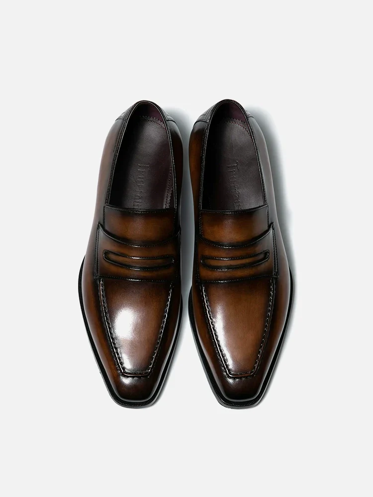 Brown Patina Penny Loafers - Image 2