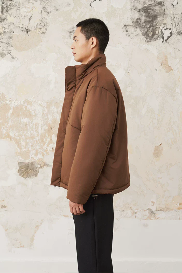Brown Stand-Collar Puffer Jacket - Image 3