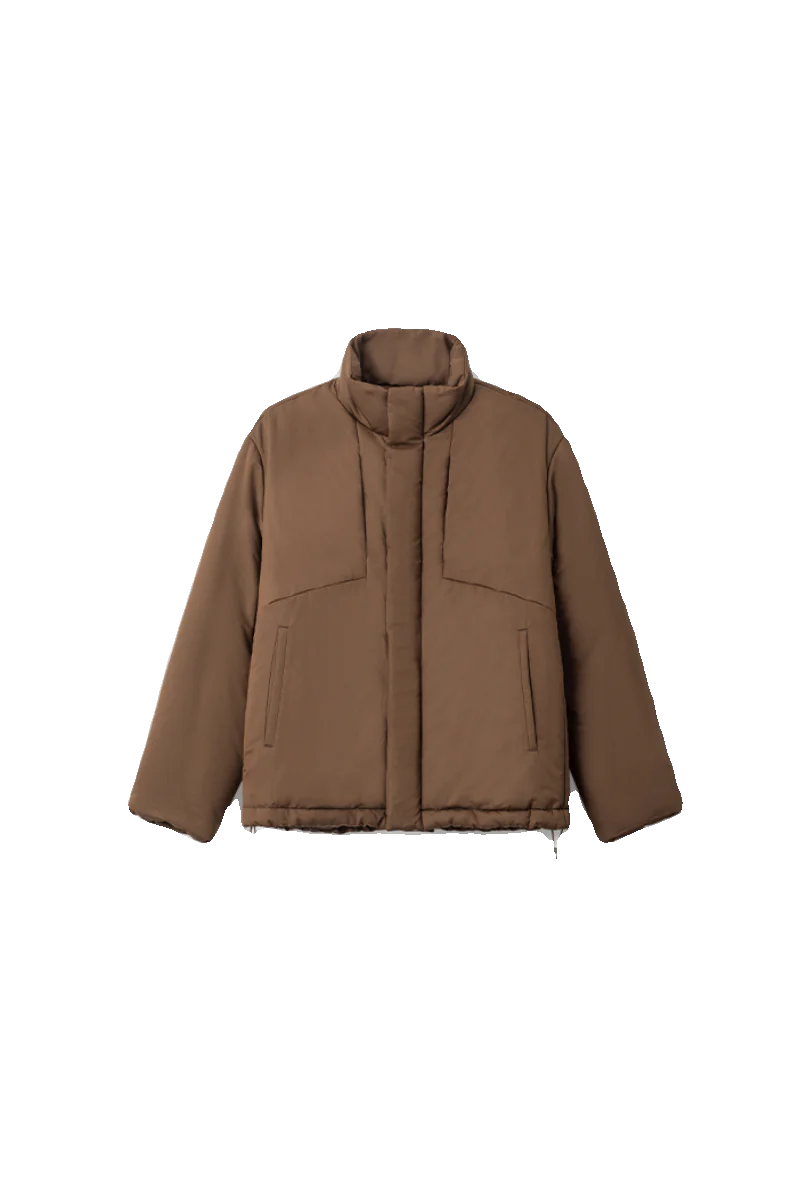 Brown Stand-Collar Puffer Jacket - Image 5