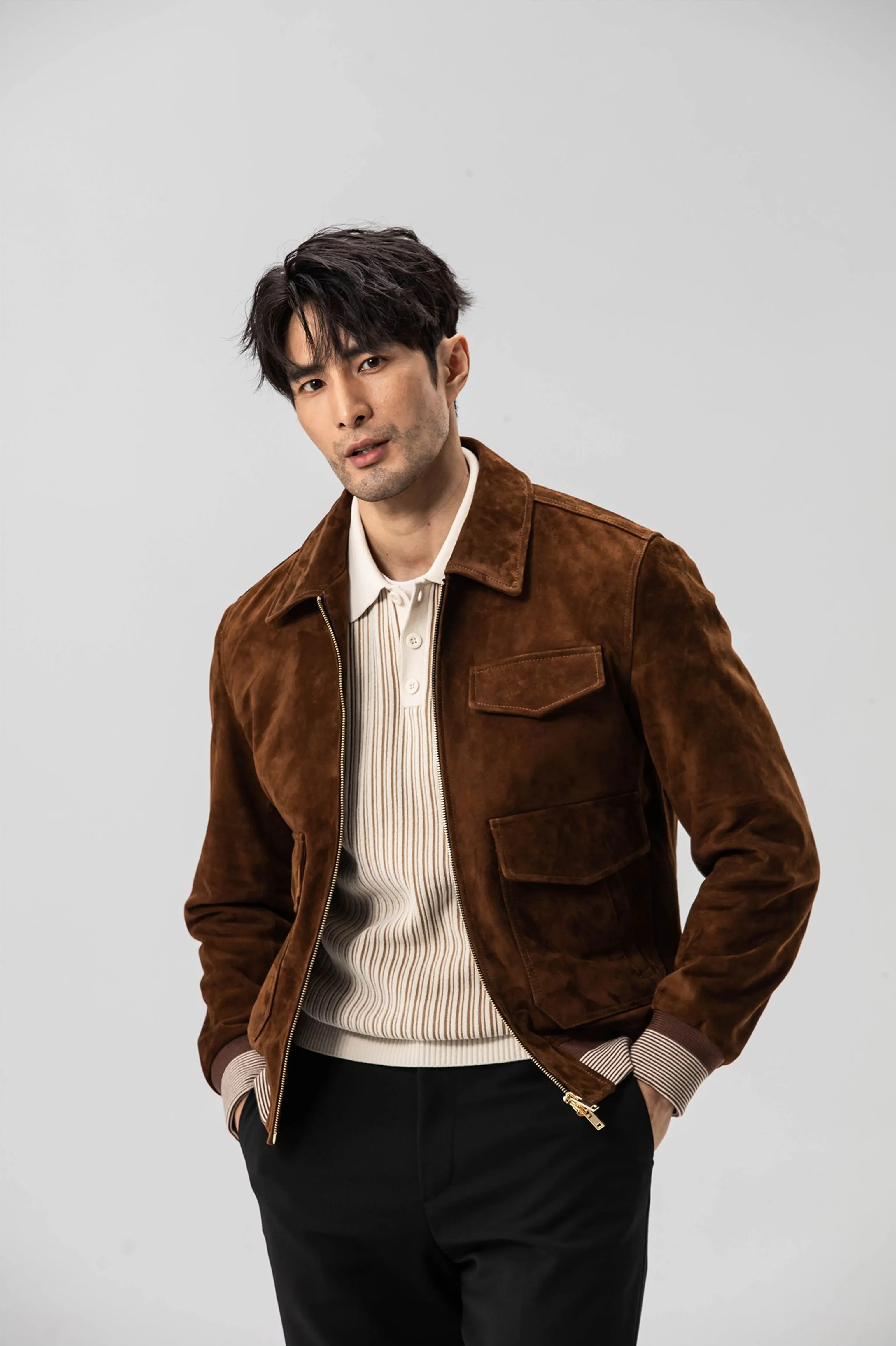 Brown Suede Lambskin Bomber - Image 6