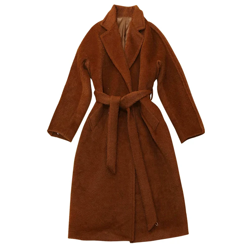 Brown Textured Wool Coat - Image 2