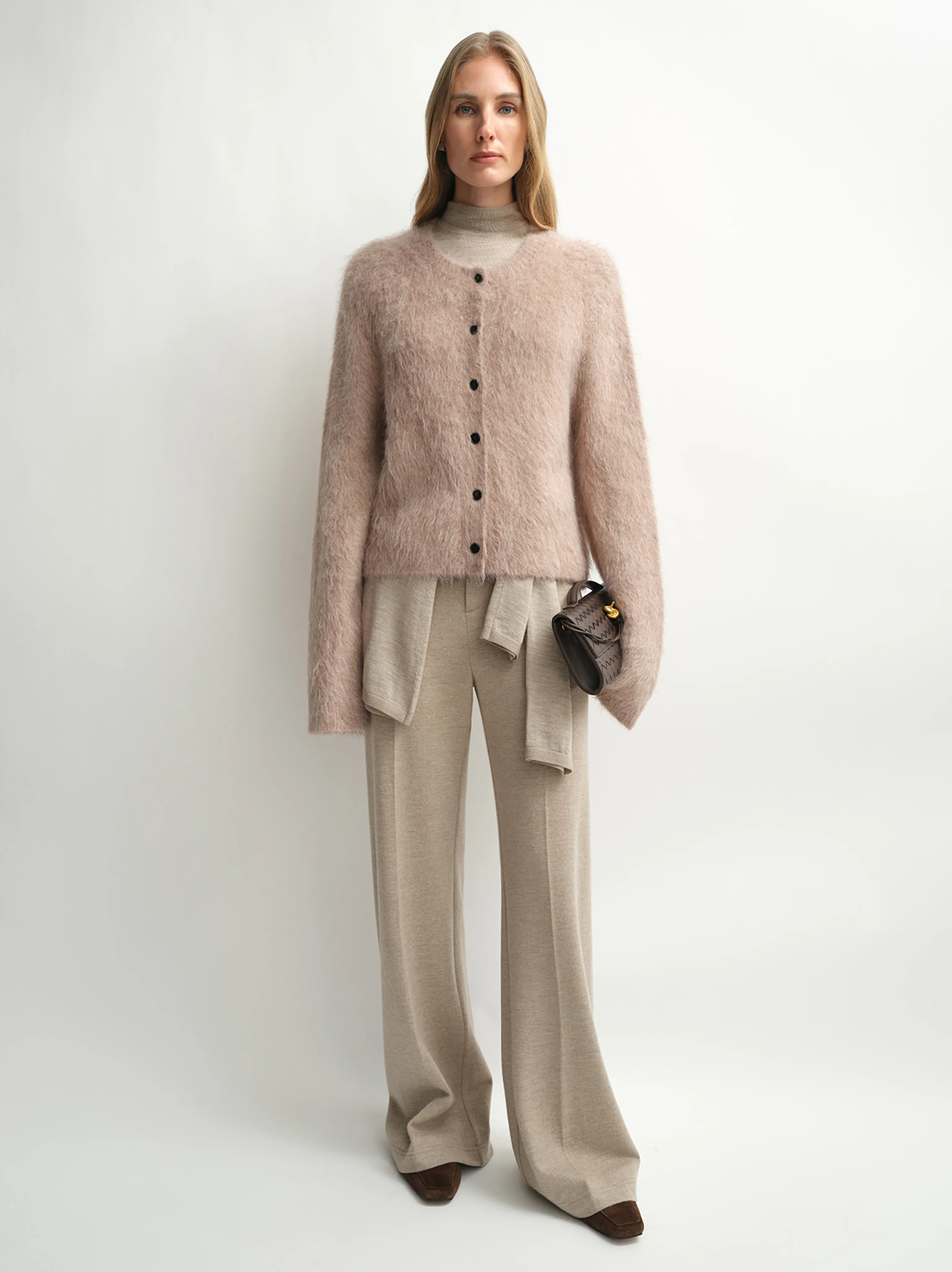 Brushed Alpaca Crew Cardigan - Image 6