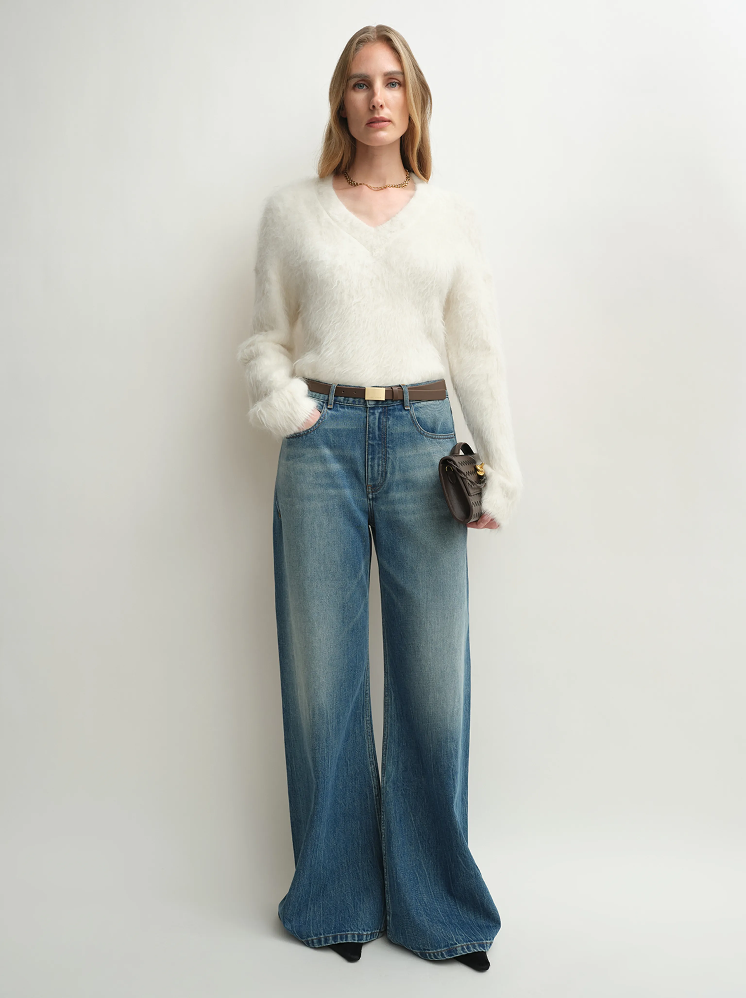 Brushed Alpaca V-Neck Pullover - Image 6