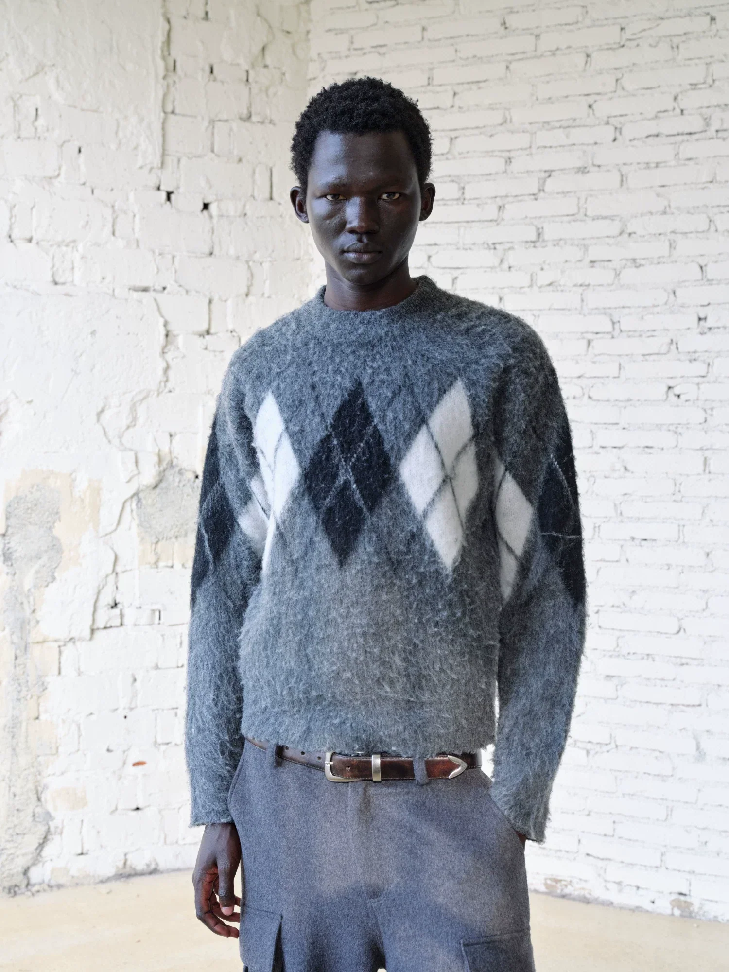 Brushed Argyle Wool-Blend Crewneck - Image 3