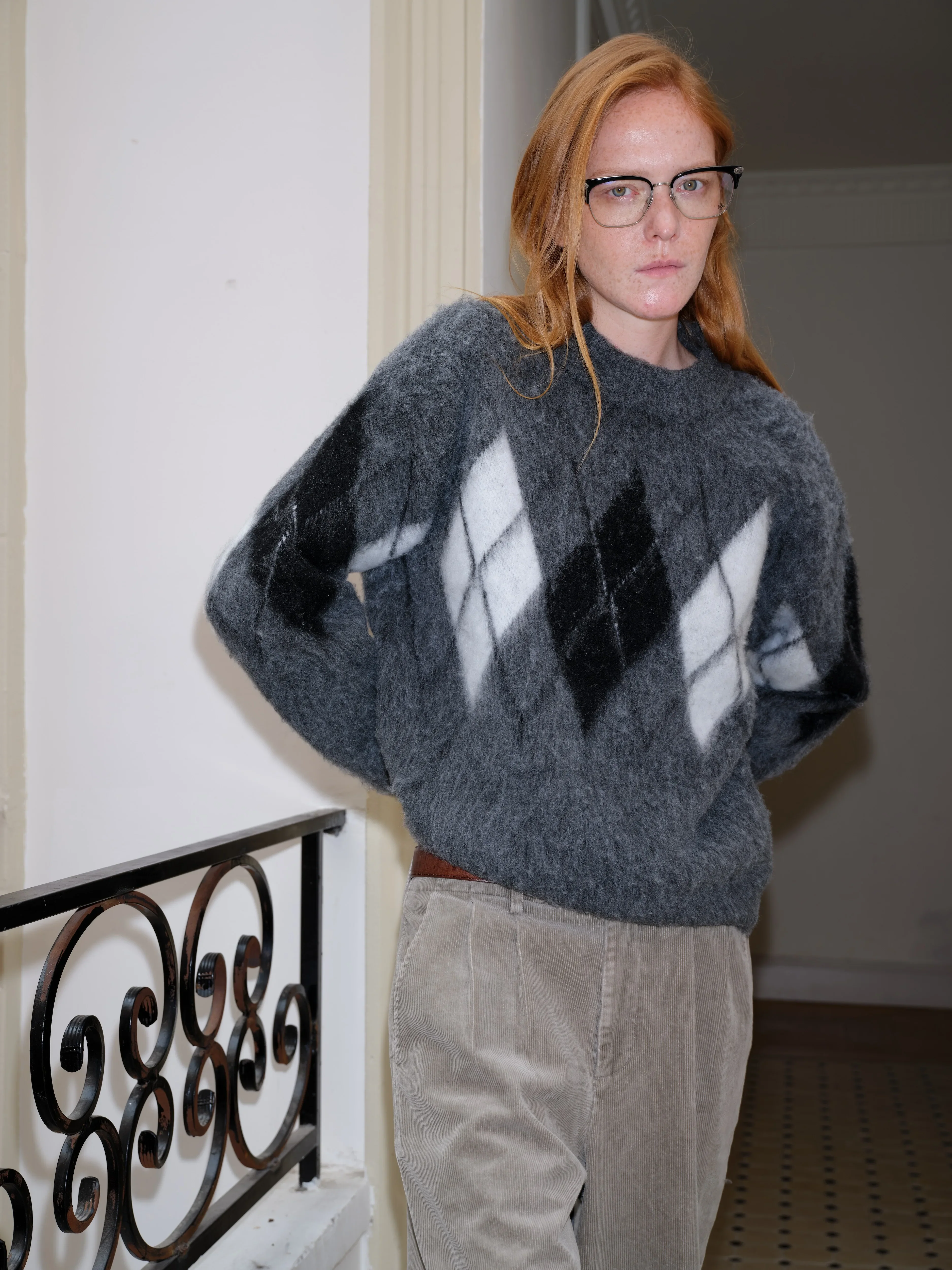 Brushed Argyle Wool-Blend Crewneck - Image 6