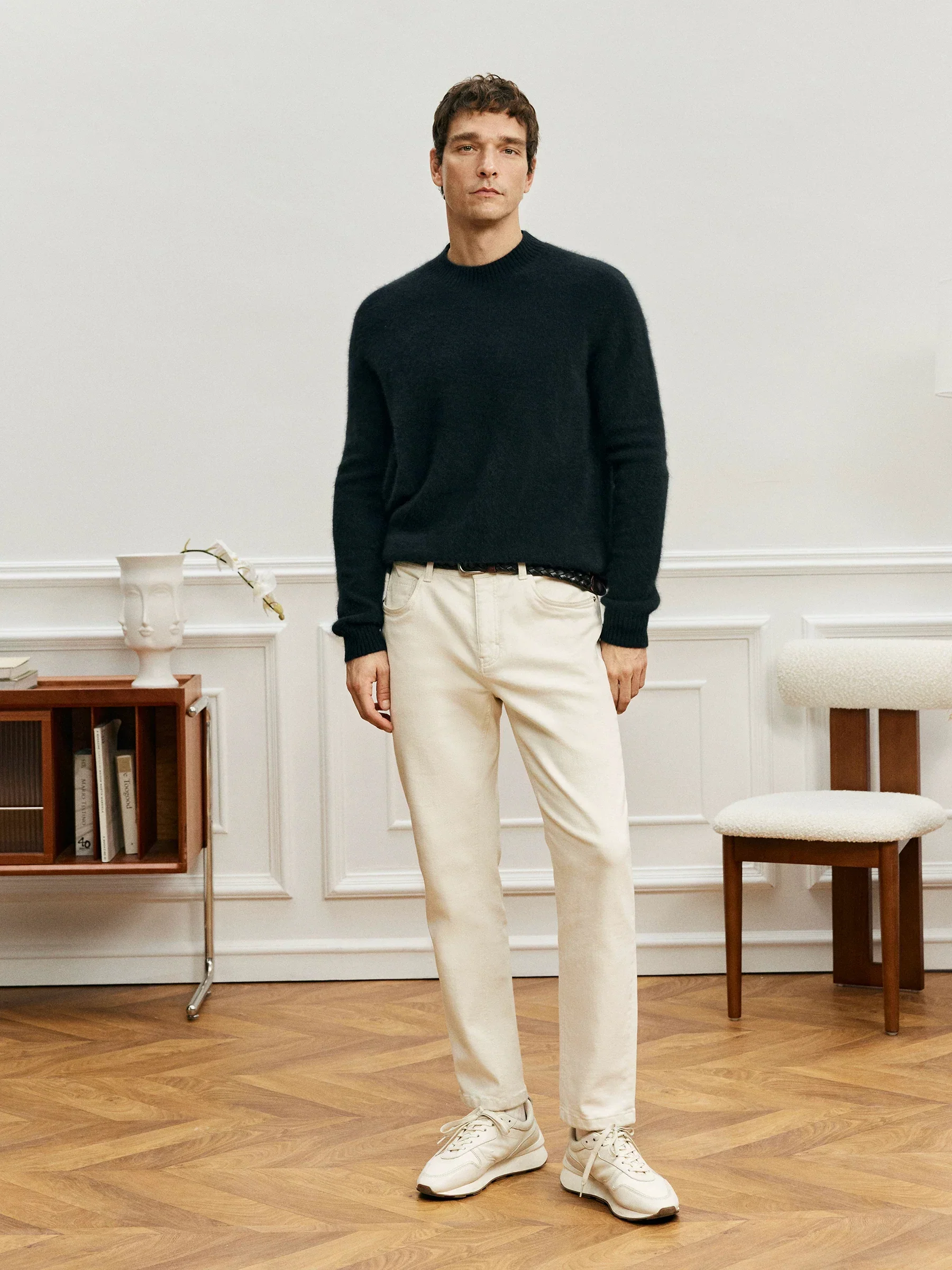 Brushed Cashmere Blend Crewneck Sweater - Image 3