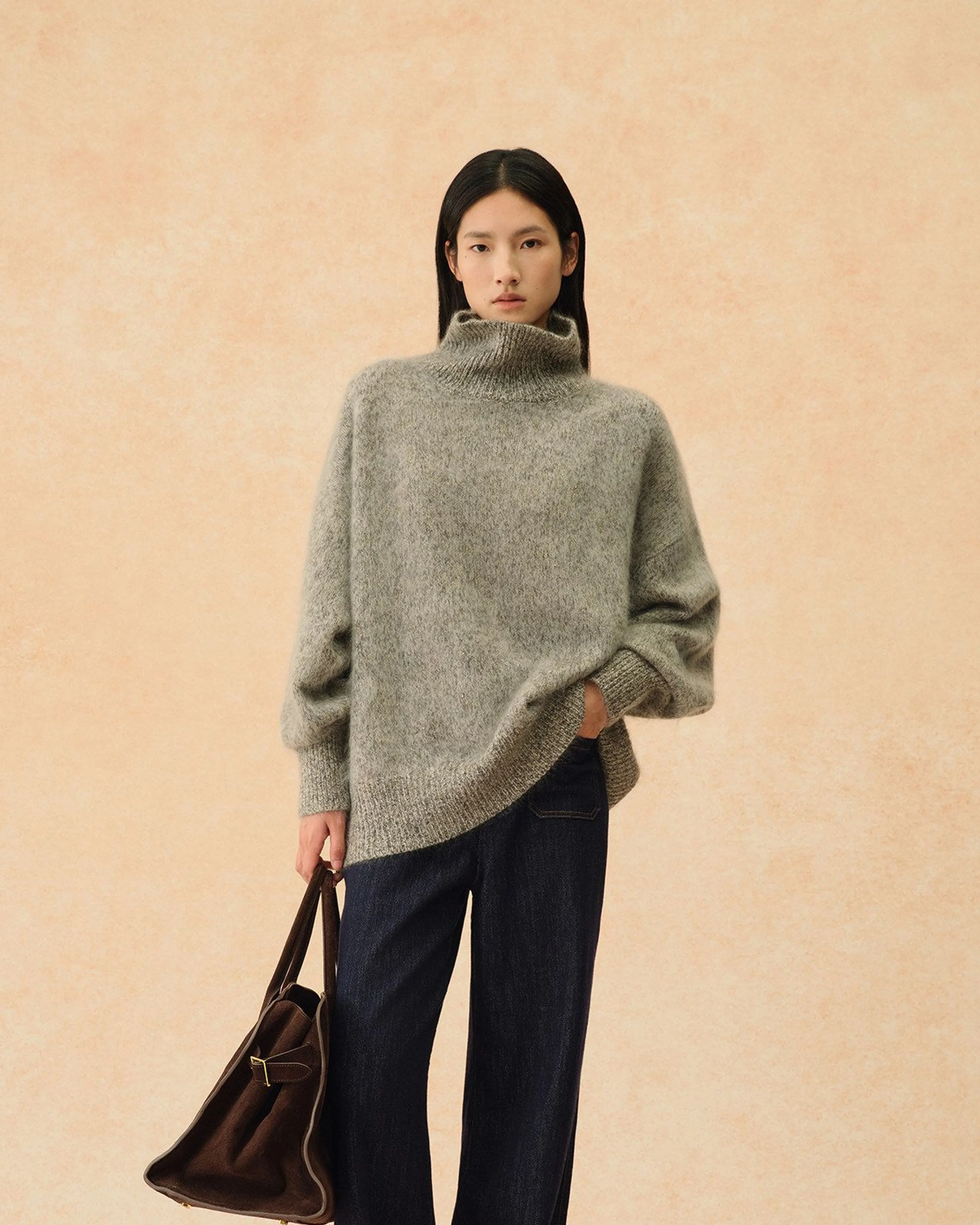 Brushed Cashmere High Neck Sweater - Image 2