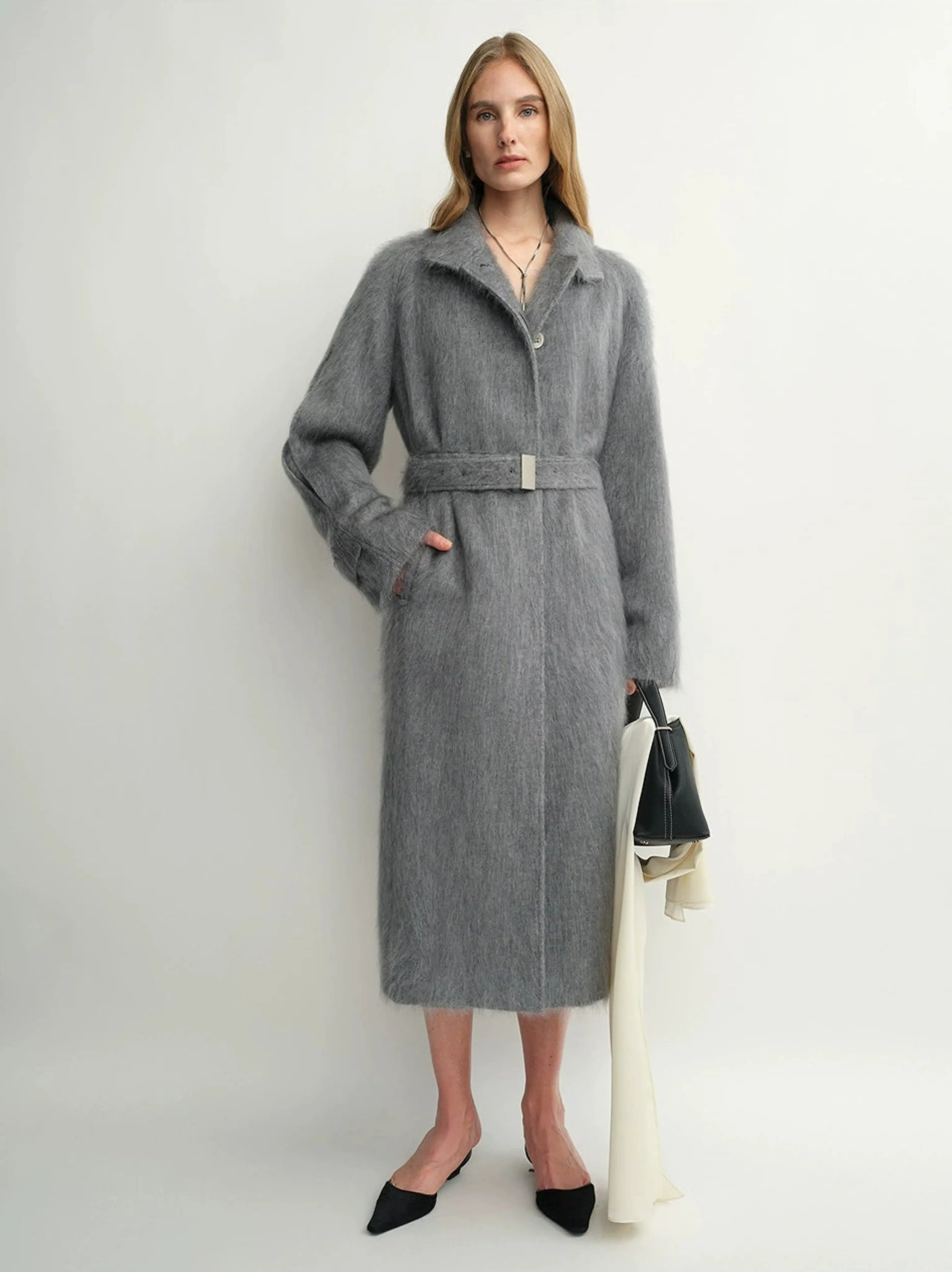 Brushed Cashmere Wool Stand-Collar Coat - Image 4