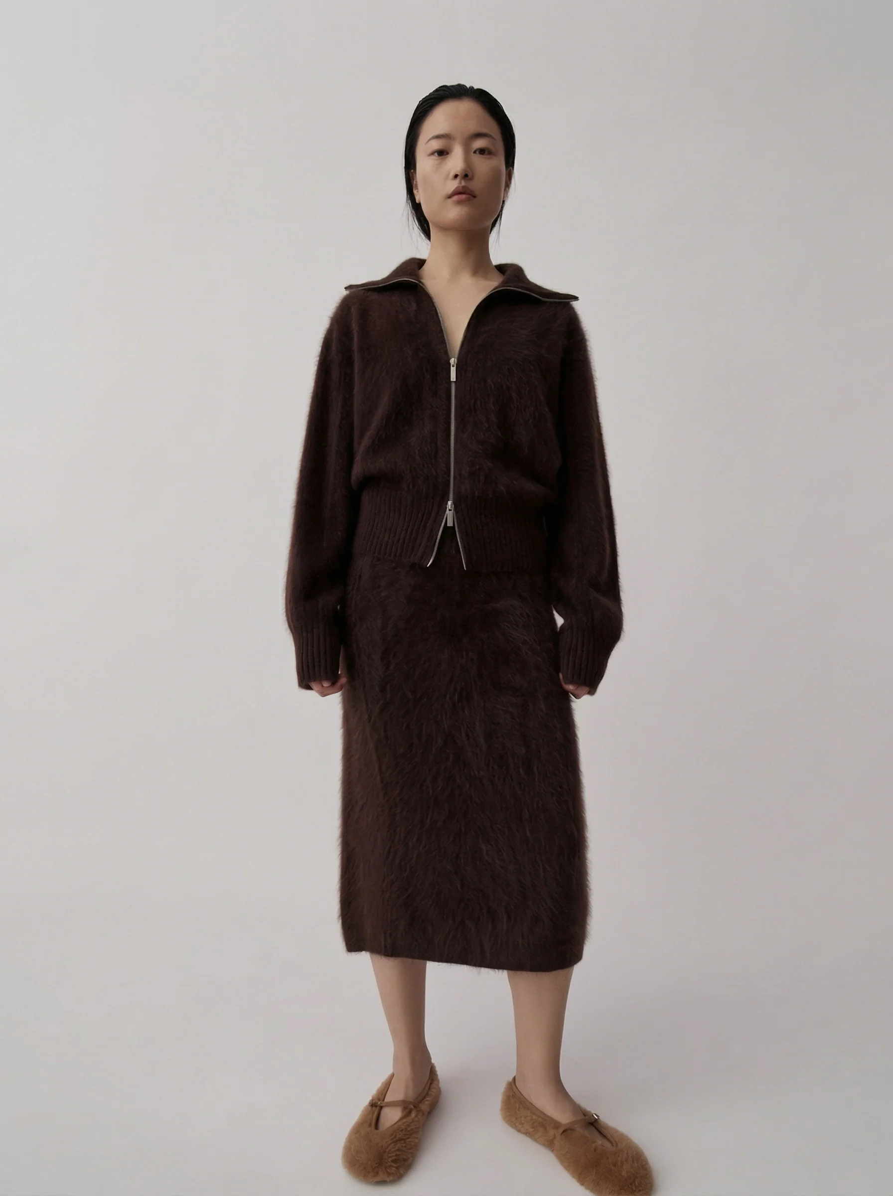 Brushed Knit Midi Skirt