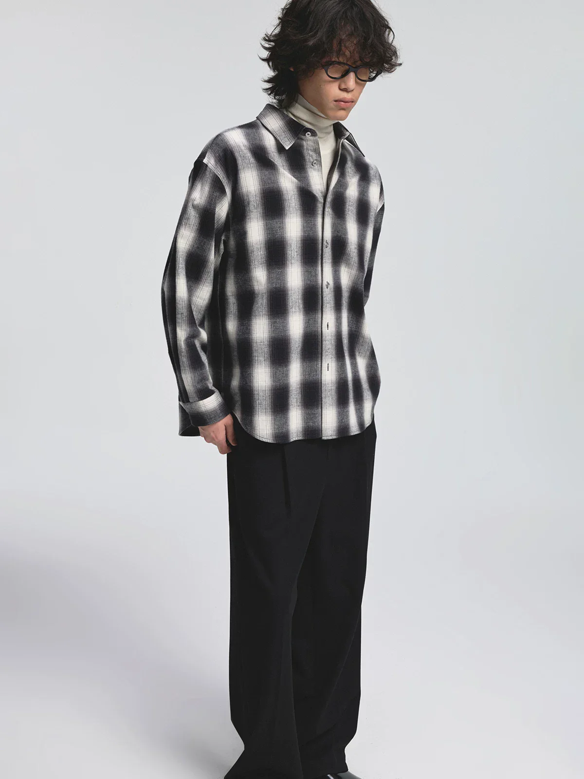 Brushed Long-Staple Cotton Gradient Plaid Shirt - Image 5