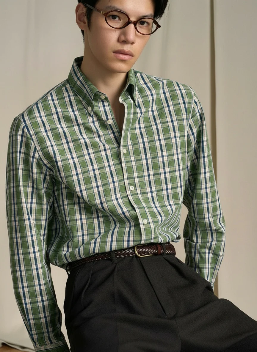 Brushed Plaid Button-Down Shirt - Image 3