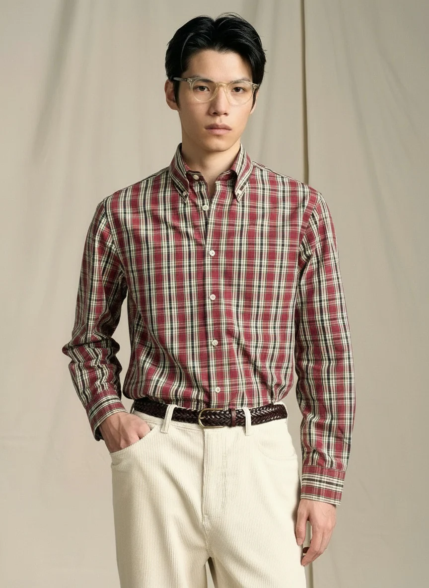 Brushed Plaid Button-Down Shirt - Image 4