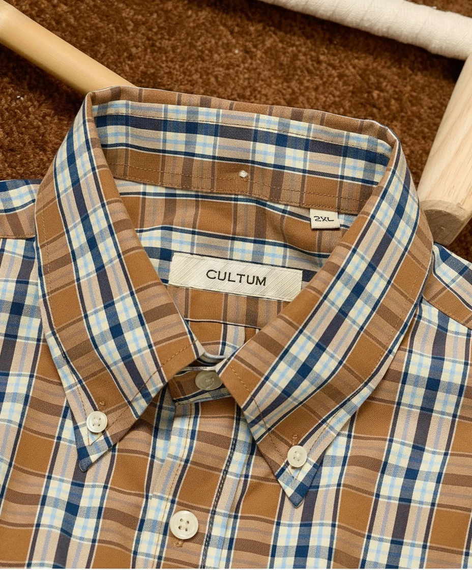 Brushed Plaid Button-Down Shirt - Image 6