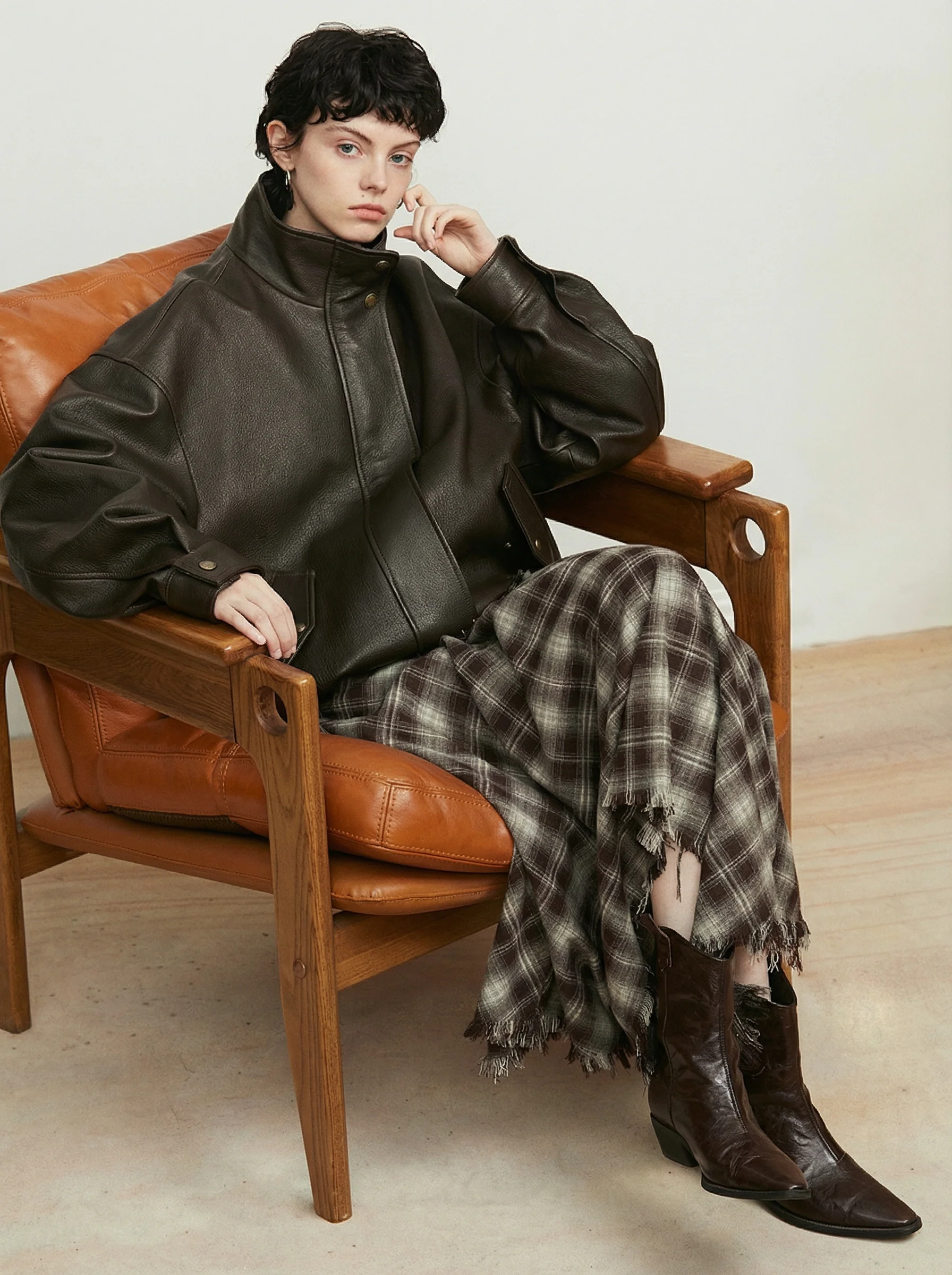 Brushed Plaid Handkerchief Midi Skirt - Image 5