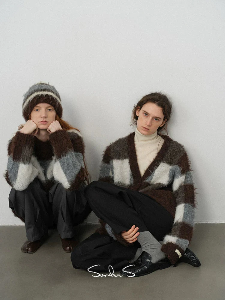 Brushed Plaid Wool-Blend Cardigan - Image 2